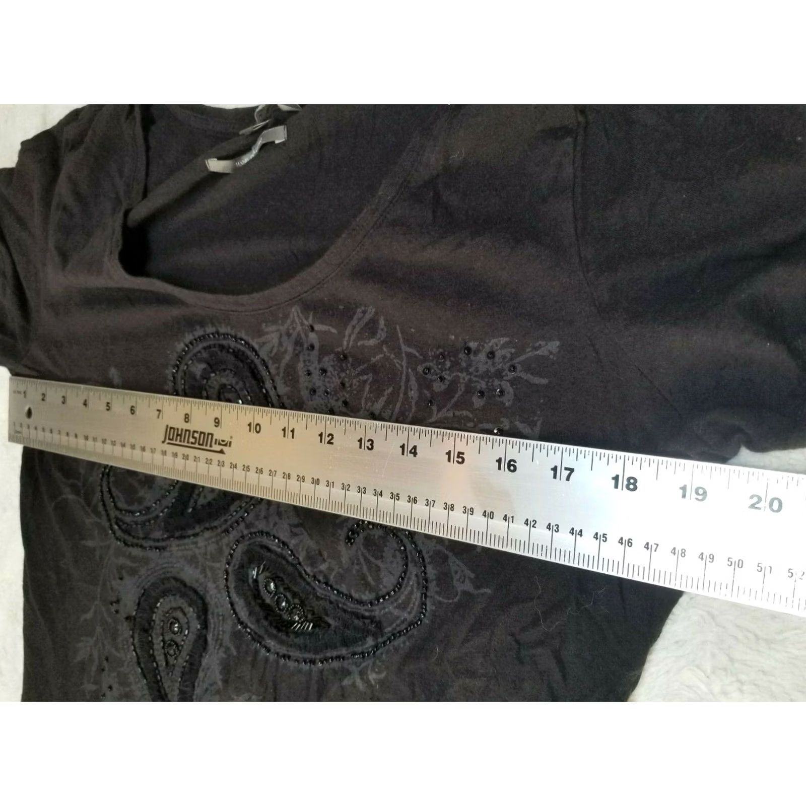 Vintage Pi Pori Womens Paisley Hand Embellished Short Sleeve T-Shirt Black Medium Size M / US 6-8 / IT 42-44 - 7 Thumbnail