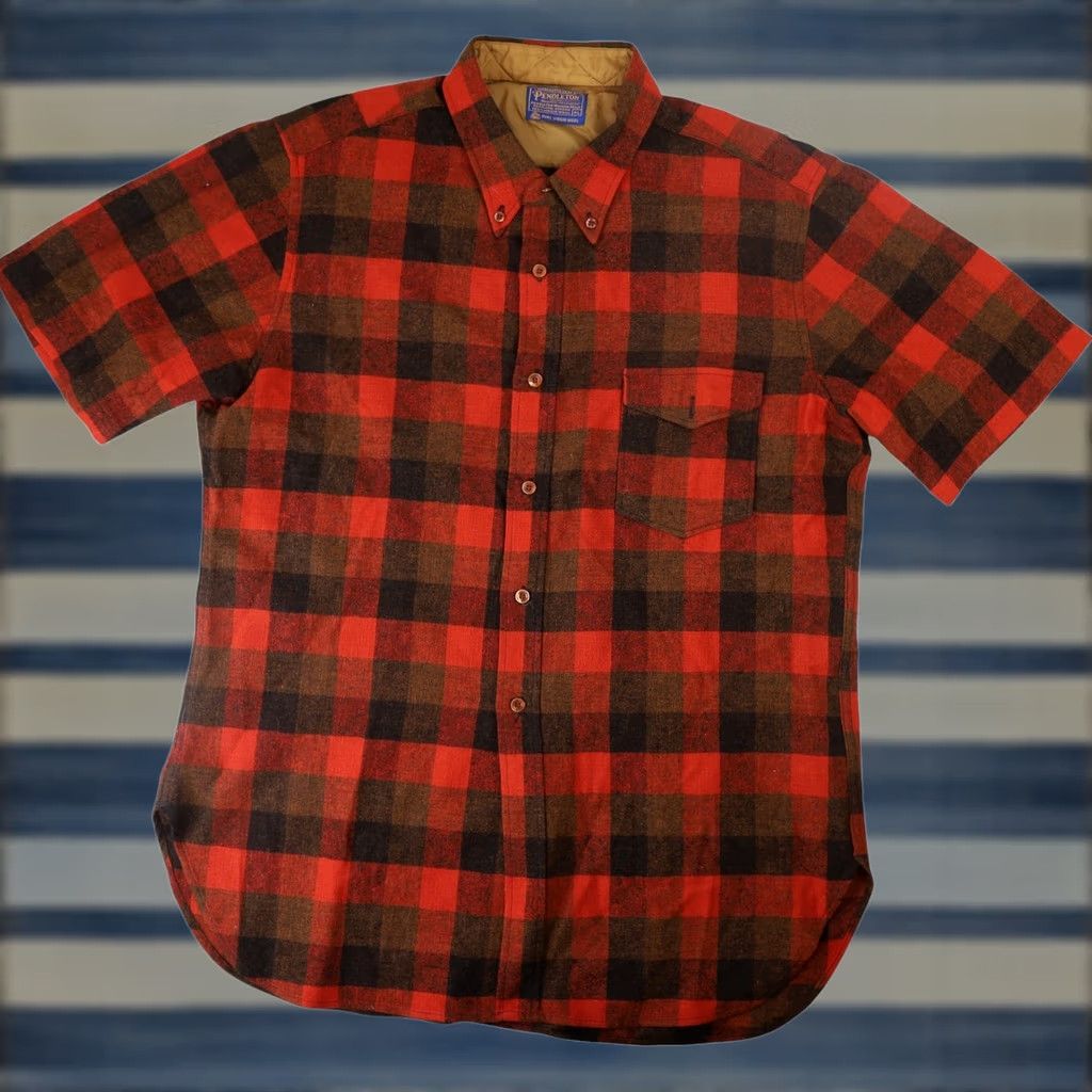Pendleton VINTAGE Pendleton Shirt Mens XL Red Short Sleeve Button Up %100 Wool Size US XL / EU 56 / 4 - 1 Thumbnail