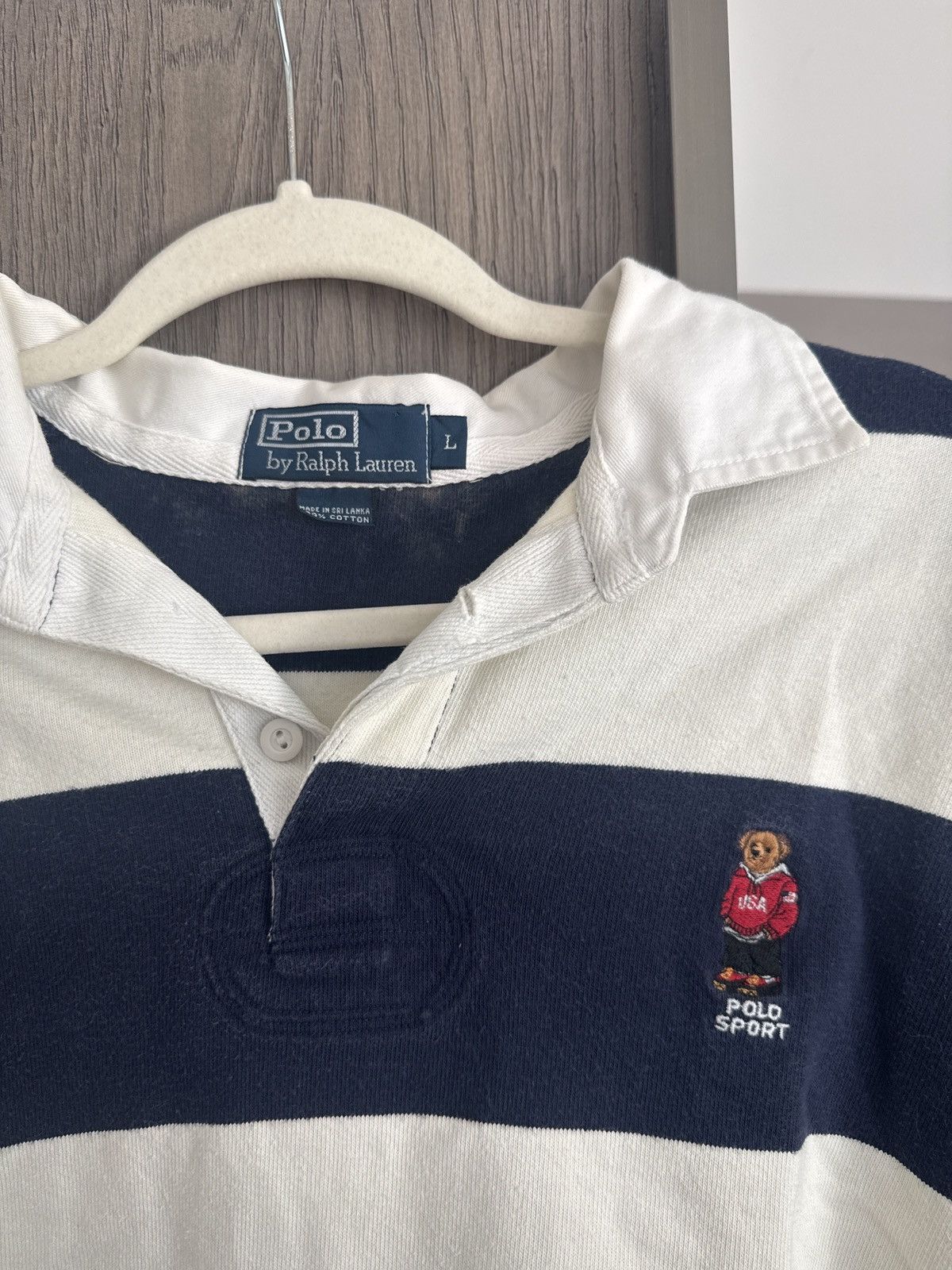 Polo Ralph Lauren Vintage Polo Sport Bear Striped Rugby Size US L / EU 52-54 / 3 - 1 Thumbnail