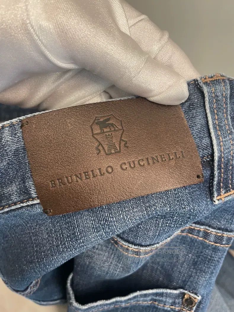 Brunello Cucinelli Brunello Cucinelli Blue studded cotton pants Size 25" / US 0 / IT 36 - 8 Thumbnail