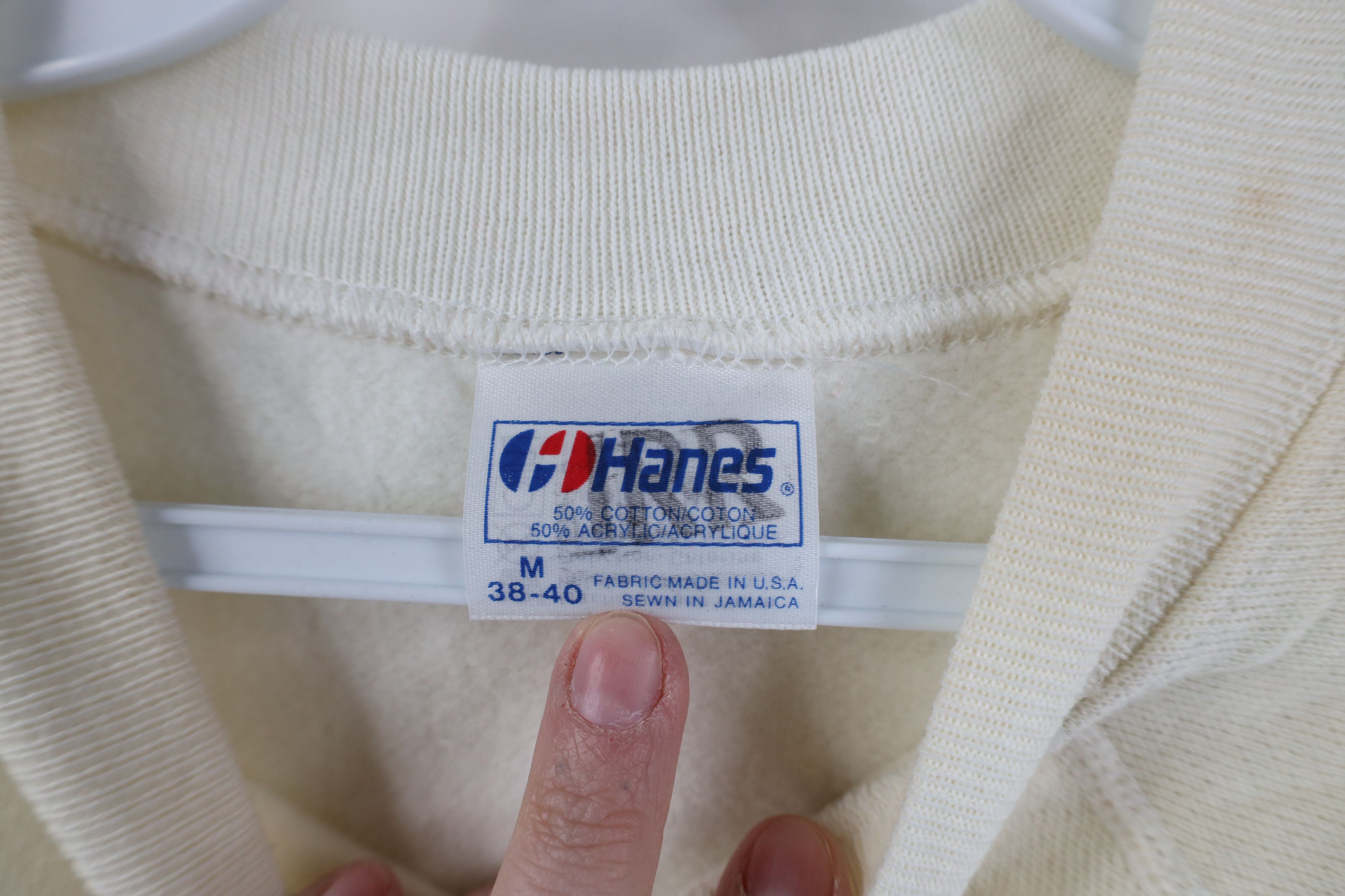 Hanes Vintage 80s Hanes Raglan Crewneck Sweatshirt Cream USA Size M / US 6-8 / IT 42-44 - 9 Thumbnail