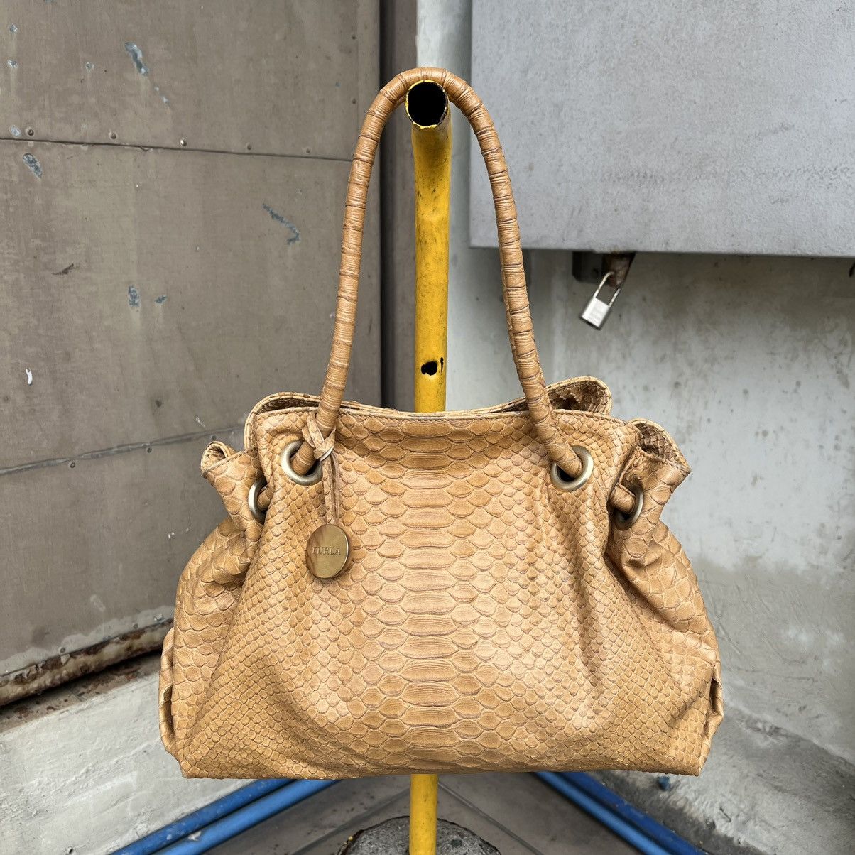 Furla Furla Carmen Python-Embossed Leather Shoulder Bag Size ONE SIZE - 1 Thumbnail