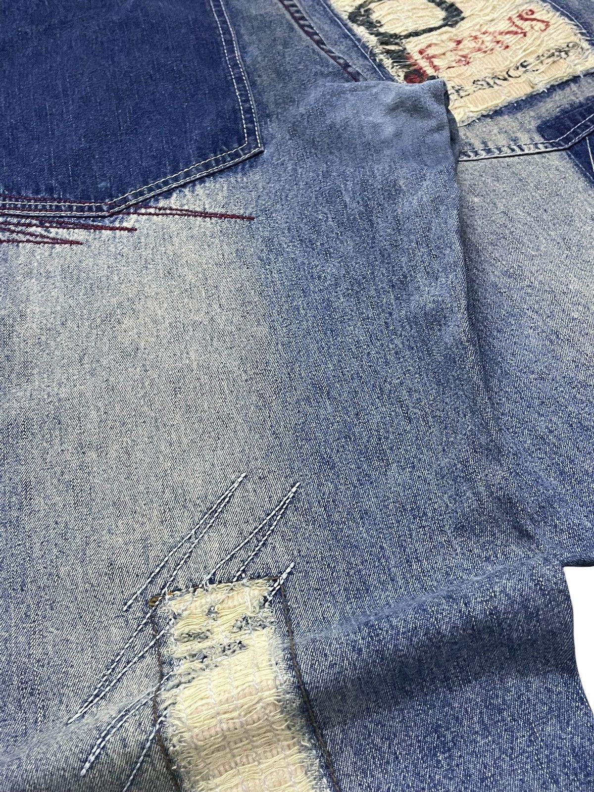 Dogtown × JNCO × Sean John Paco Deconstructed Cut & Sew Distressed Massive Baggy Jeans Size US 30 / EU 46 - 19 Thumbnail