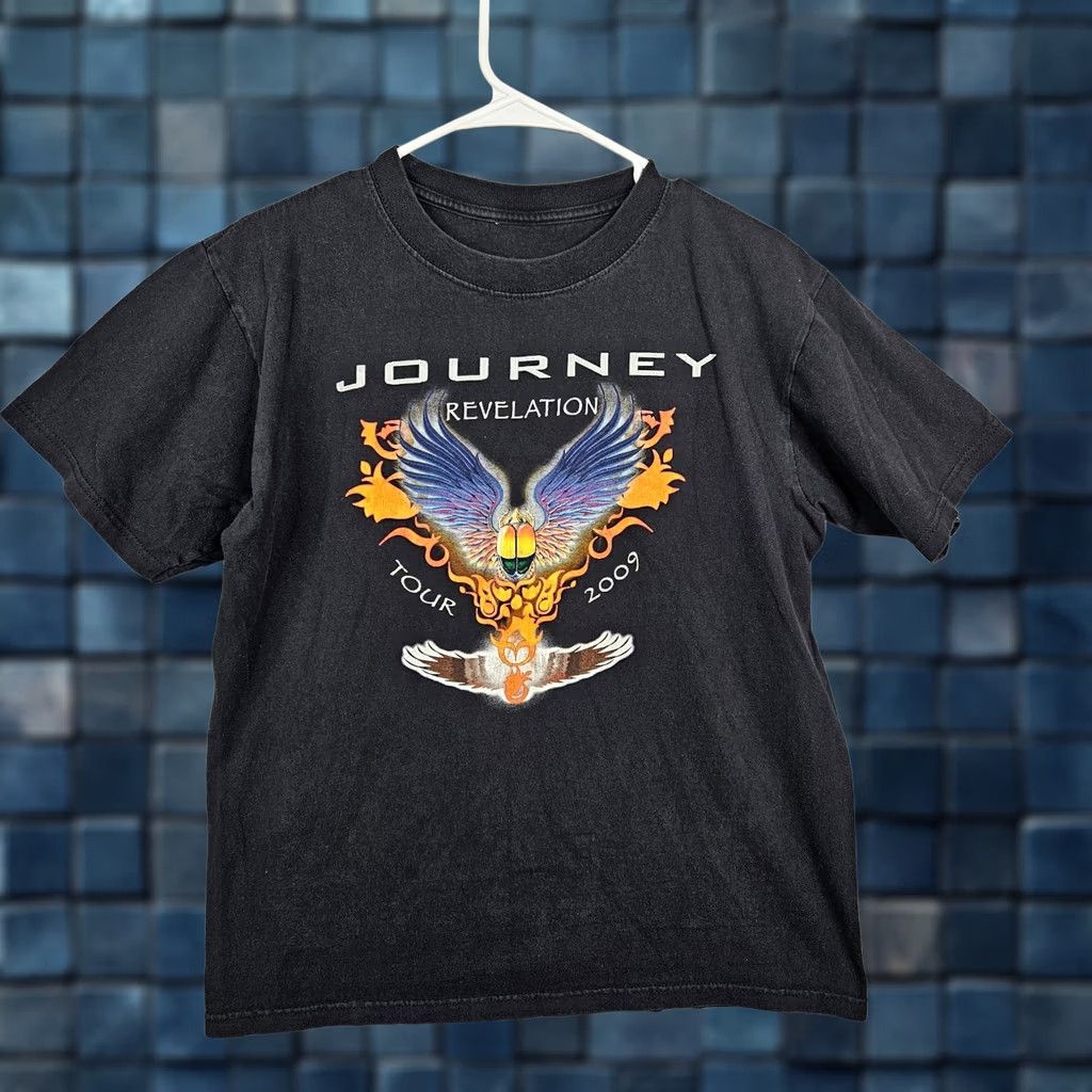 Vintage JOURNEY Revelation Tour 2009 T-Shirt Black Size M Men Short Sleeve Crew Neck Logo Band Shirt XS? Size US M / EU 48-50 / 2 - 1 Thumbnail