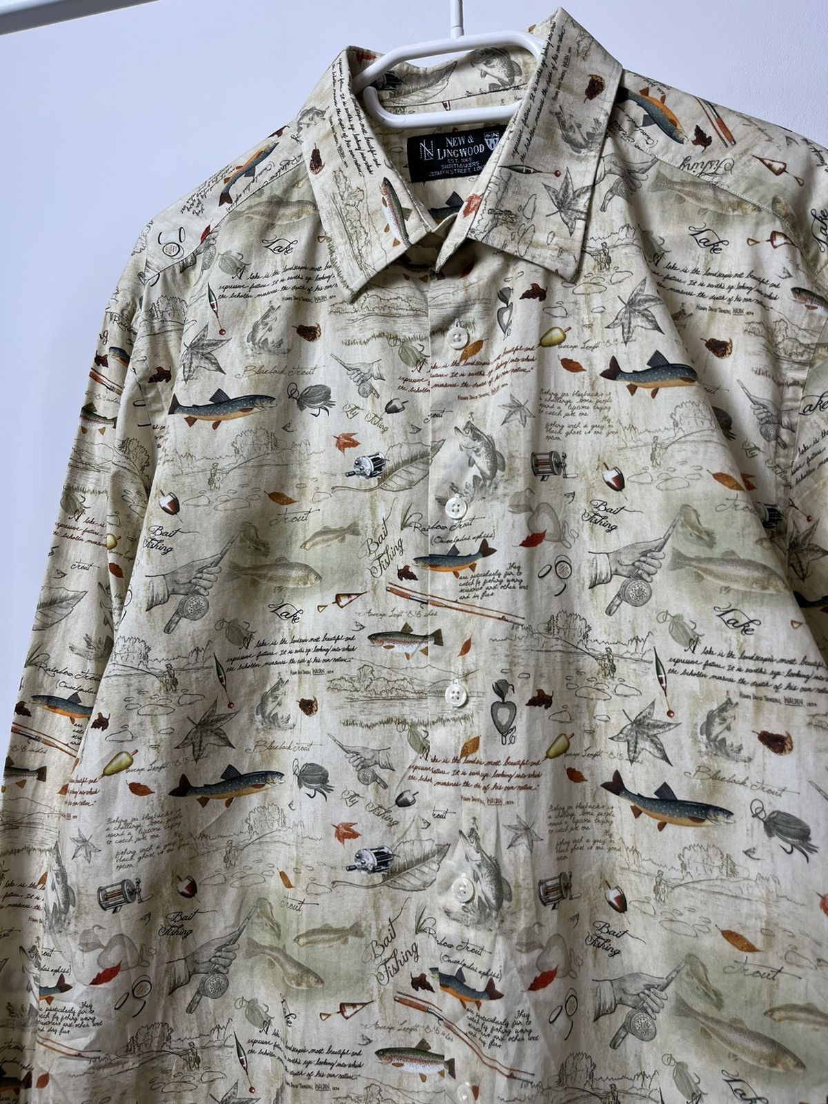 New & Lingwood New Lingwood Button Ups Overprint Fish Fishing Shirt Size US XL / EU 56 / 4 - 3 Thumbnail