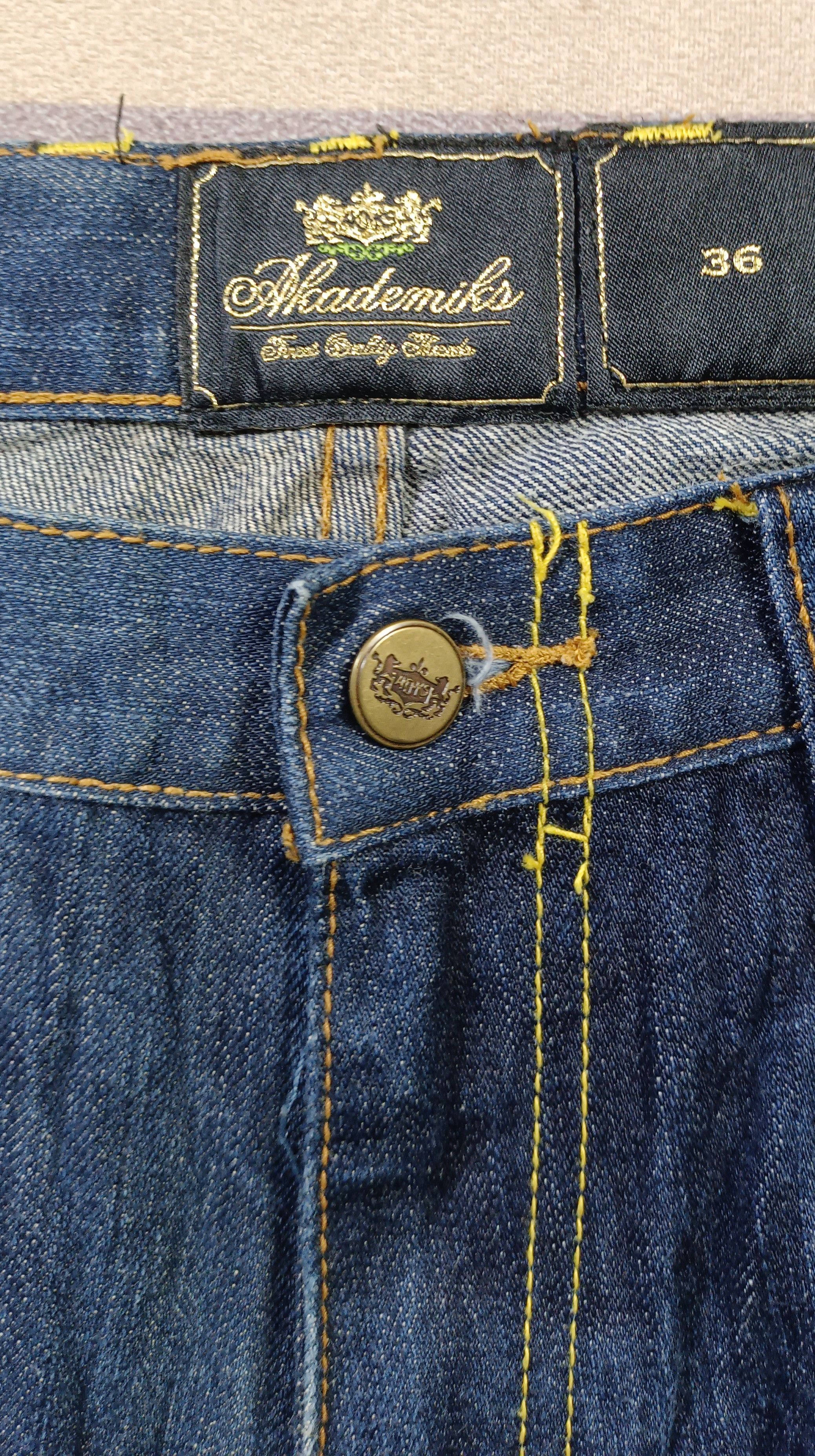 Akademiks × JNCO × Japanese Brand Akademiks Jeans Baggy Dark Wash Embroidered Pockets Hip Hop Size US 34 / EU 50 - 11 Thumbnail
