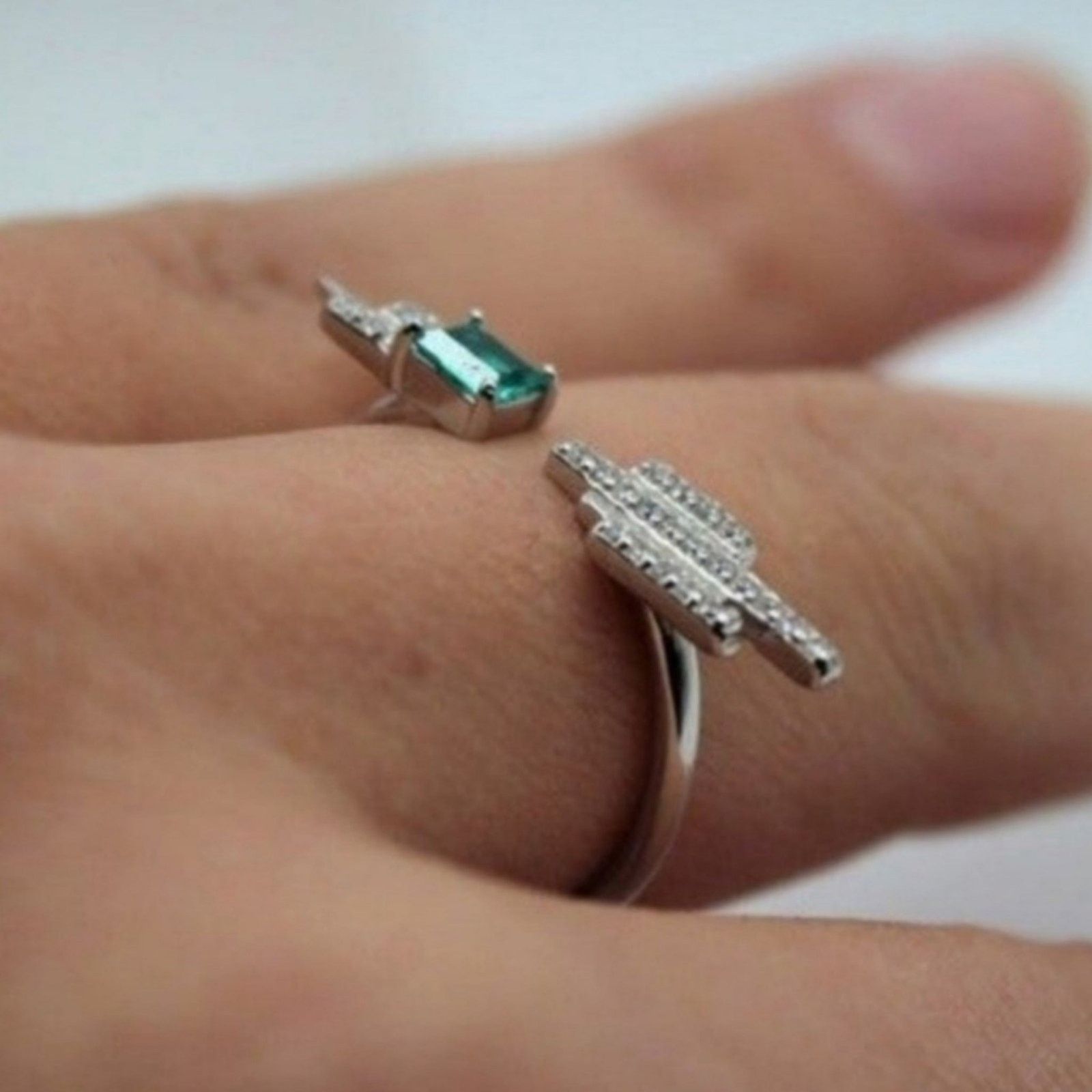Other Gemstone Emerald Cut Topaz Open Adjustable Green OS NWT Size ONE SIZE - 7 Thumbnail