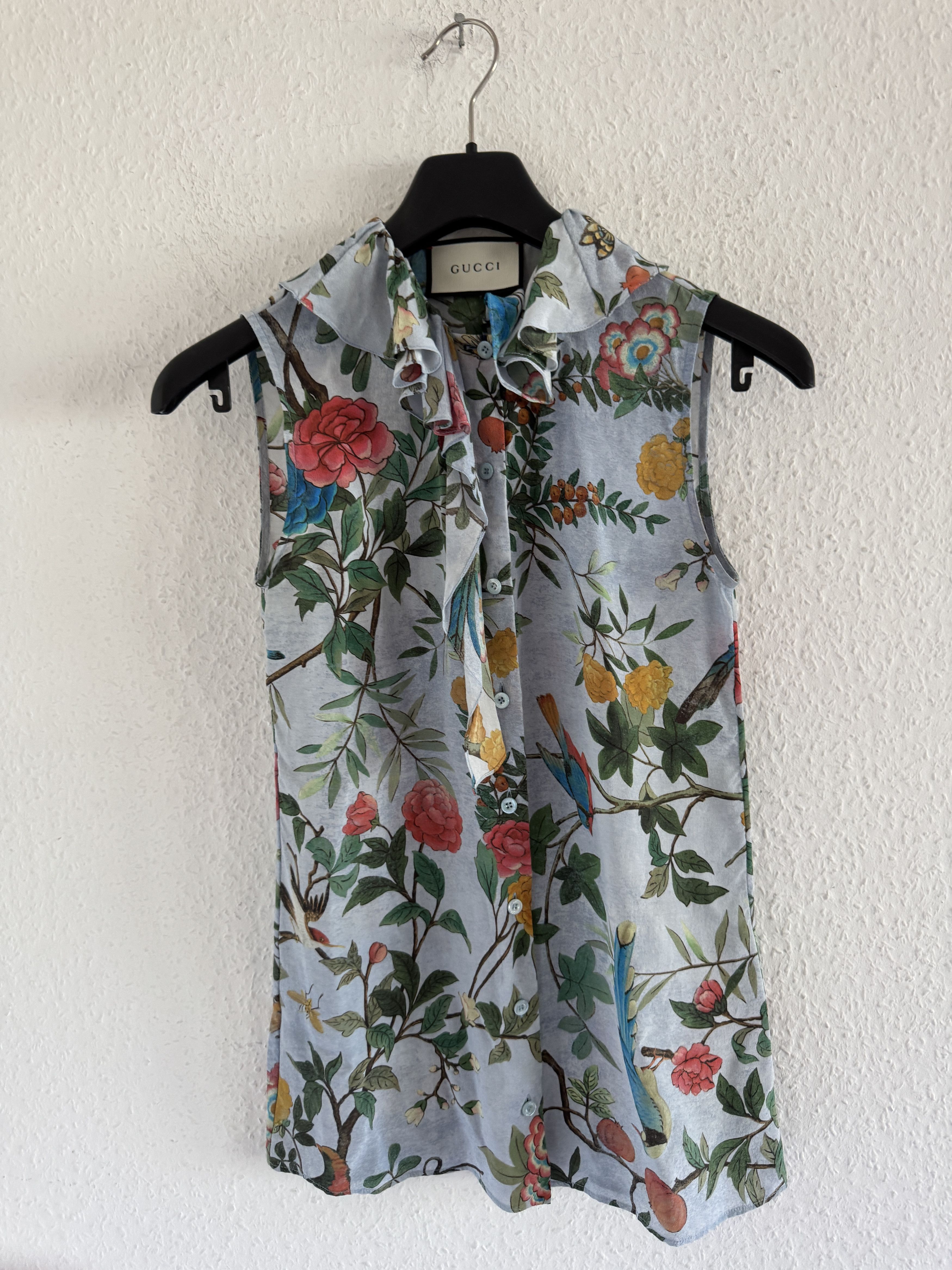 Gucci SAMPLE Floral Ruffle Silk Top Size S / US 4 / IT 40 - 3 Thumbnail