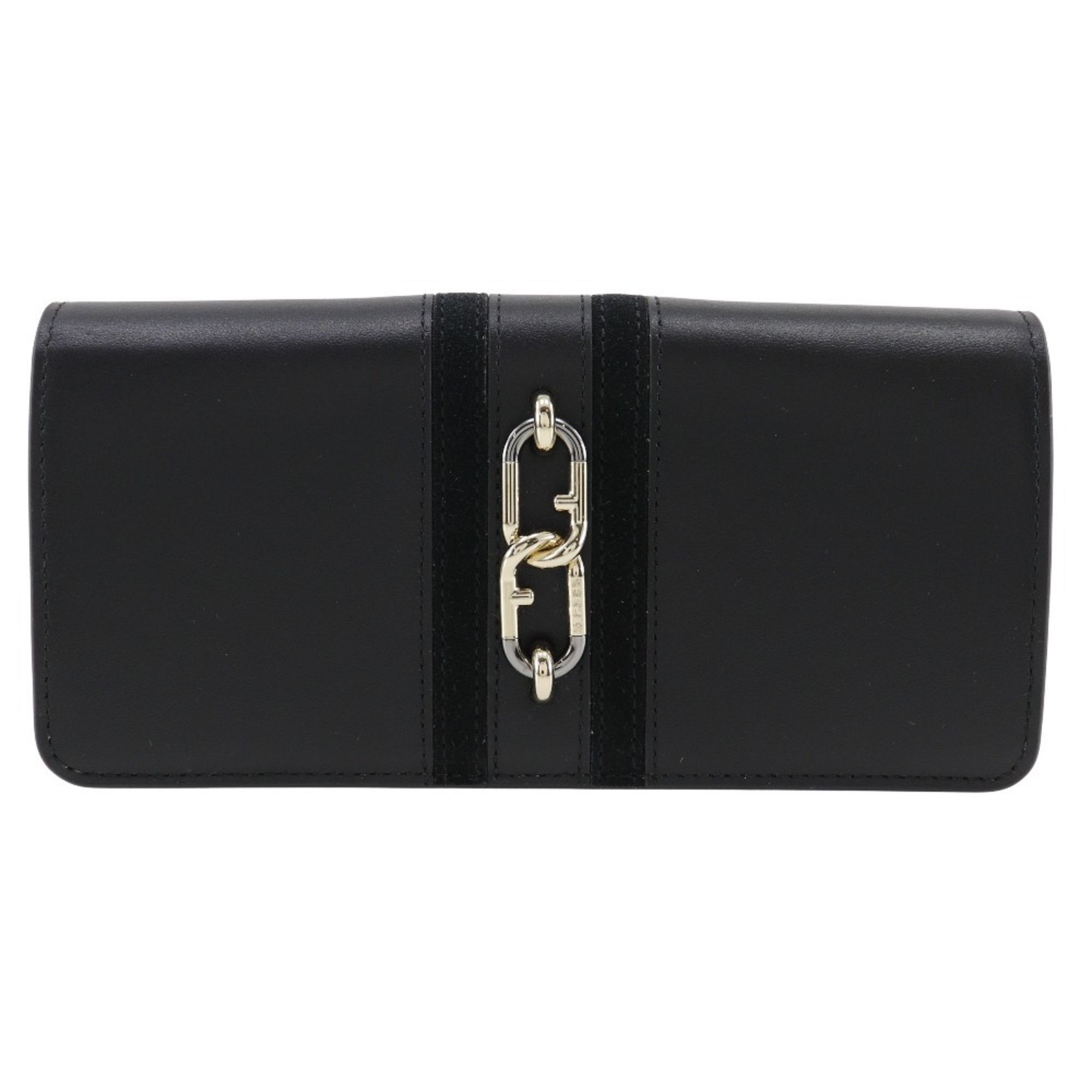 Furla Furla Sirena Long Wallet WP00146 Calfskin x Suede Black Snap Button Women's Size ONE SIZE - 1 Thumbnail