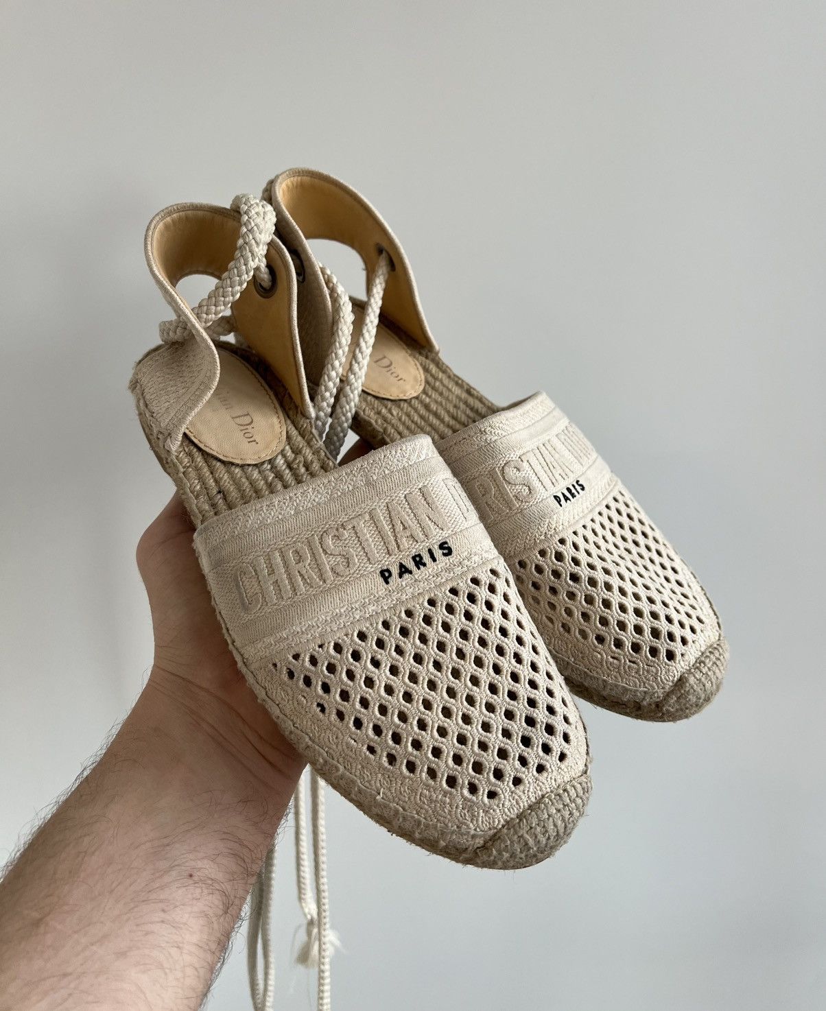 Christian Dior Monsieur × Dior Christian Dior Canvas Embroidered Beige Espadrilles Sandals Size US 10 / IT 40 - 1 Thumbnail