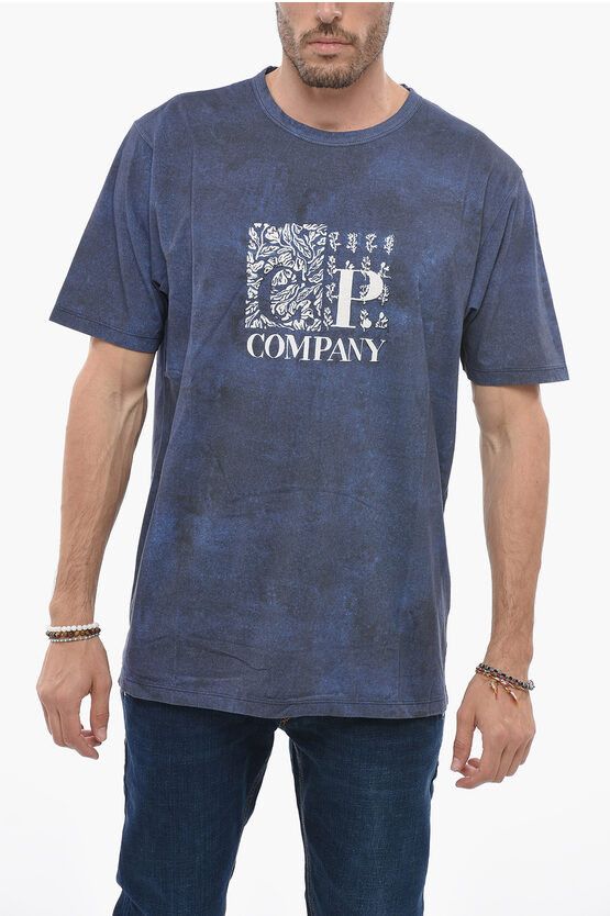 C.P. Company o1y1224 Logo Crewneck T-Shirt in Navy Blue Size US M / EU 48-50 / 2 - 1 Thumbnail