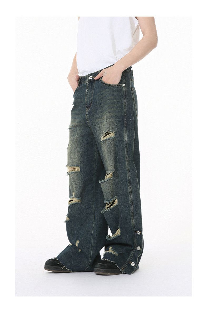 Japanese Brand American street style heavy-duty washed ripped jeans Size US 32 / EU 48 - 3 Thumbnail