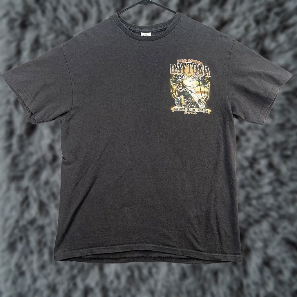 Vintage VINTAGE Daytona Bike Week Shirt Daytona Beach Florida Graphic Tee Mens Large Black 2014 Size US L / EU 52-54 / 3 - 1 Thumbnail