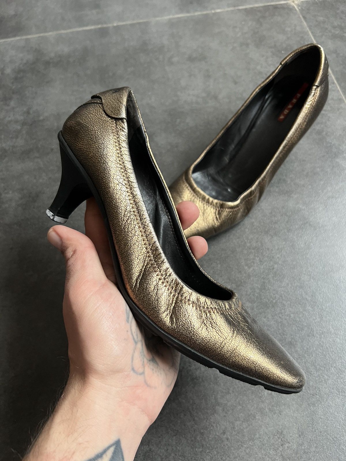 Miu Miu × Prada × Vintage PRADA Sport Ballets Kitten Heels Mules Toe Size US 5 / IT 35 - 2 Thumbnail