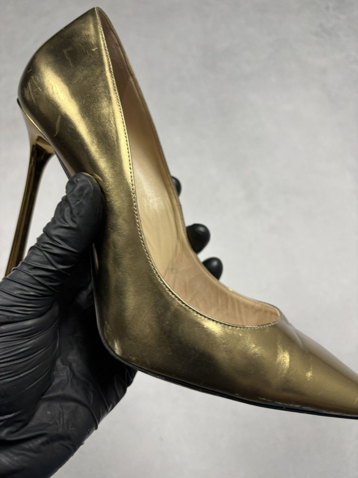 Jimmy Choo Jimmy Choo Gold Metallic Leather Pumps Rare Heels Luxury Size US 8.5 / IT 38.5 - 6 Thumbnail
