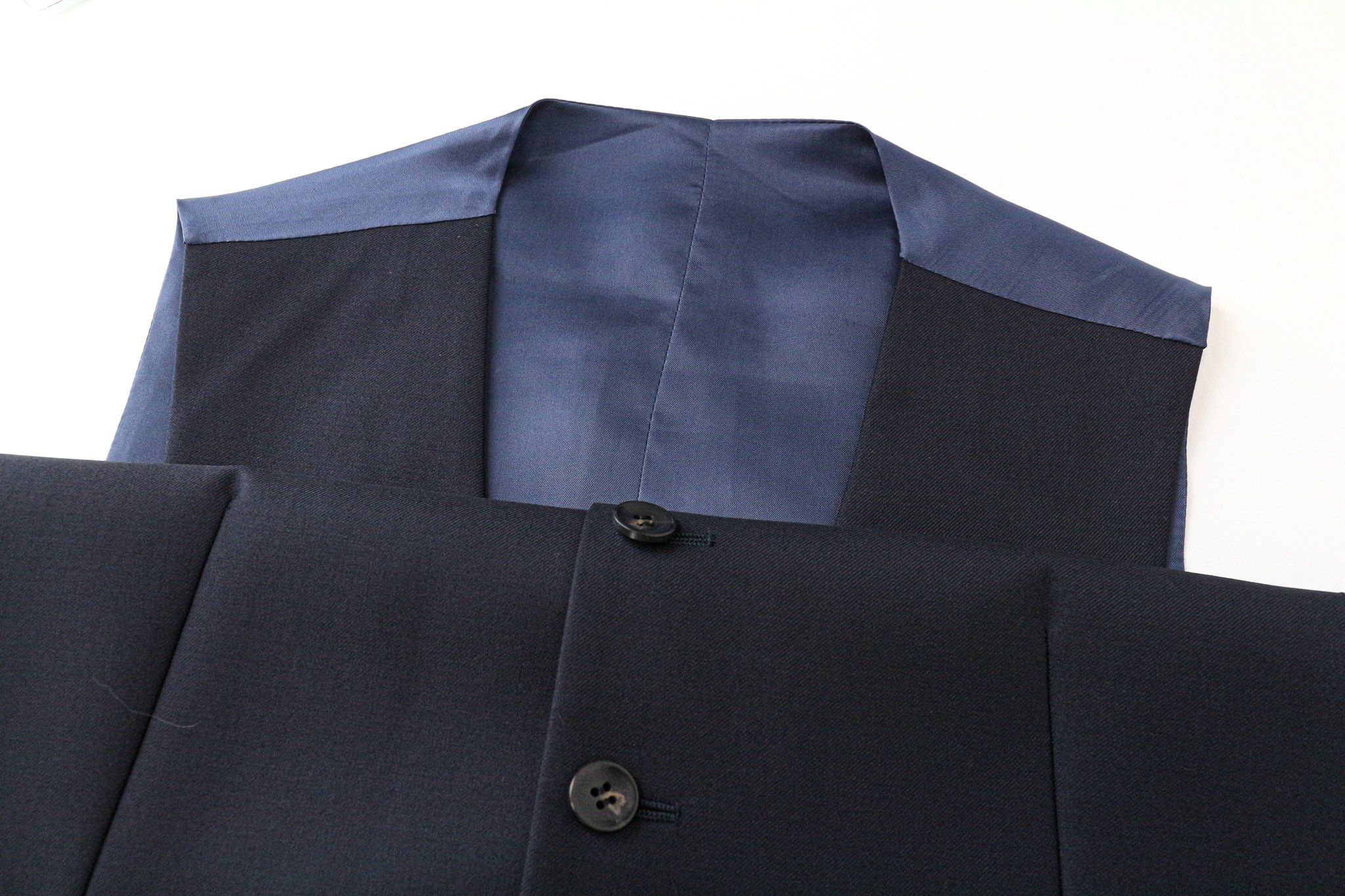 Suitsupply FERRARA UK32R Blue Wool V-Neck Waistcoat 75090 Size 34S - 3 Thumbnail