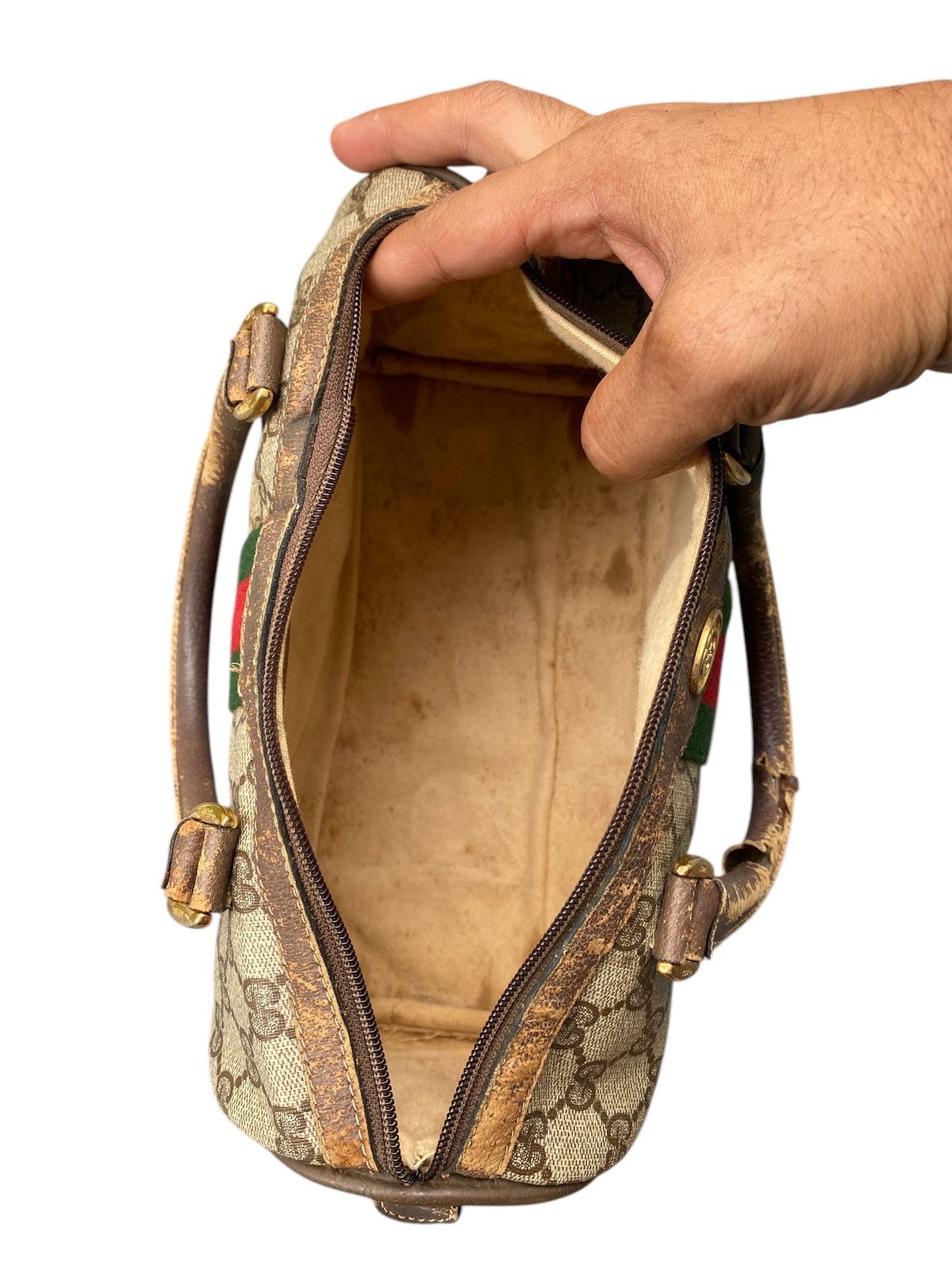 Gucci Gucci Ripped Speedy Vintage Brown Leather Boston Bag ITALY Size ONE SIZE - 13 Thumbnail