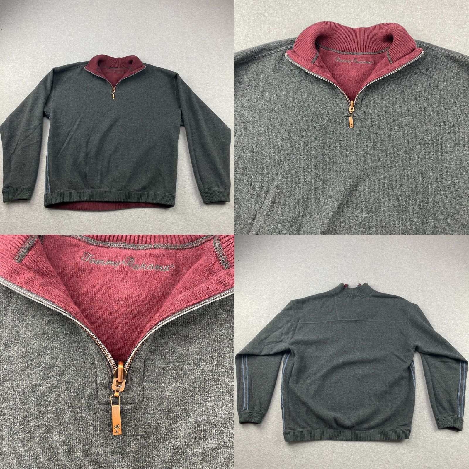 Tommy Bahama Tommy Bahama Reversible Sweater Mens Large L Maroon Gray 1/4 Zip Long Sleeve Size US L / EU 52-54 / 3 - 9 Thumbnail