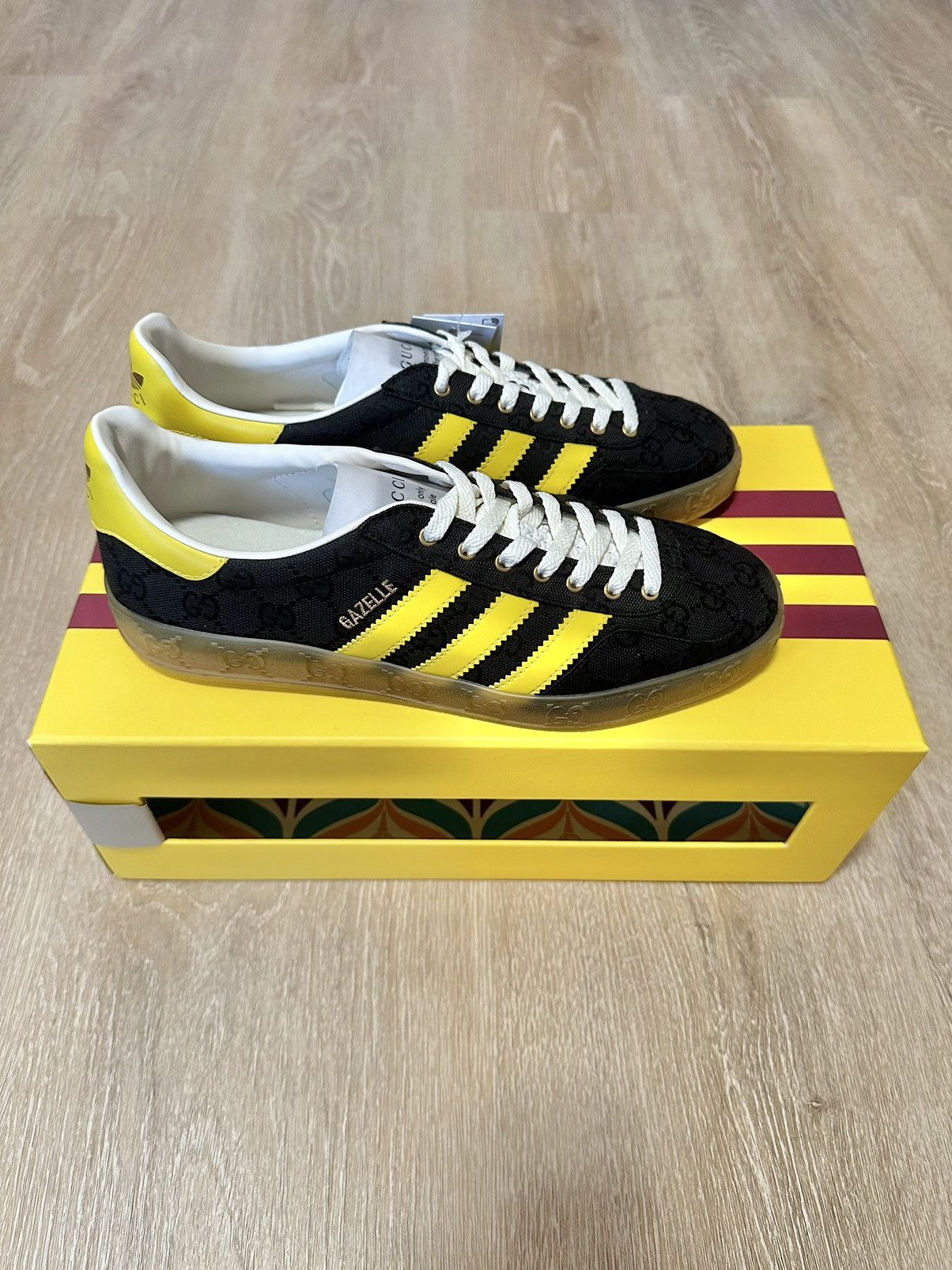 adidas gazelle silver green womens Gucci X ADIDAS Ginza Calfskin Demetra Gazelle Wedge Sneakers 39.5 King Gold  Black 1839087 – FASHIONPHILE main image 1