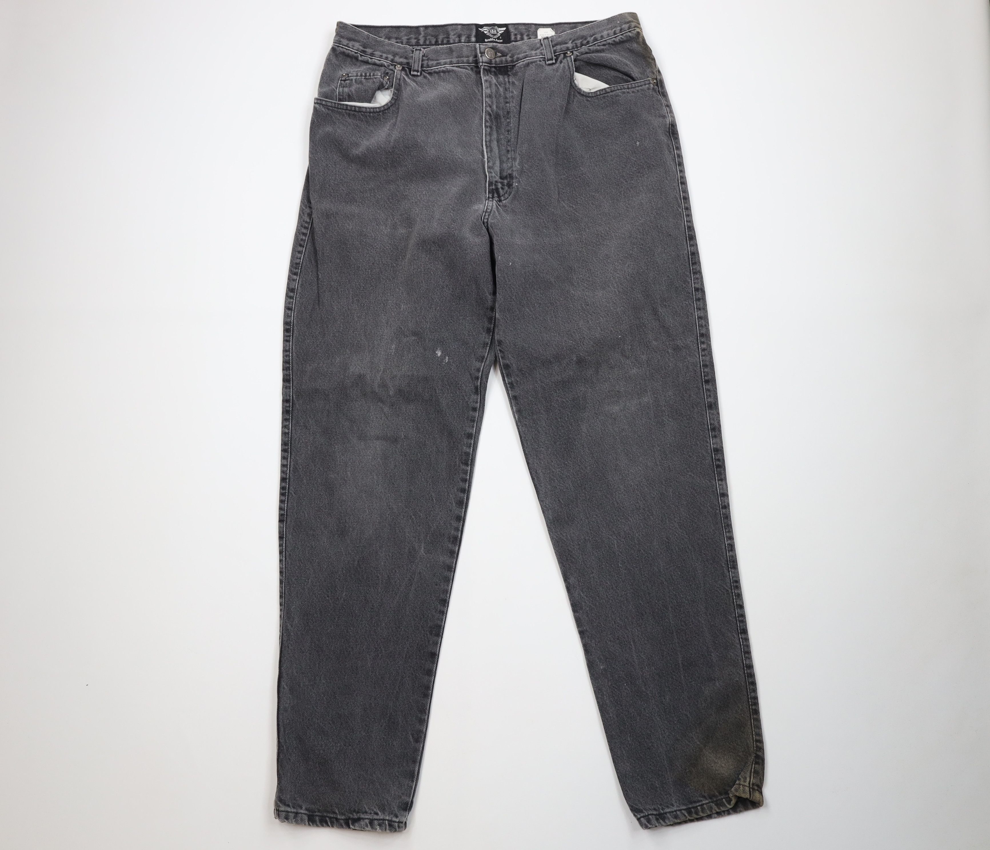 Vintage Vintage 90s IOU Relaxed Fit Tapered Leg Denim Jeans Black Size US 38 / EU 54 - 1 Thumbnail