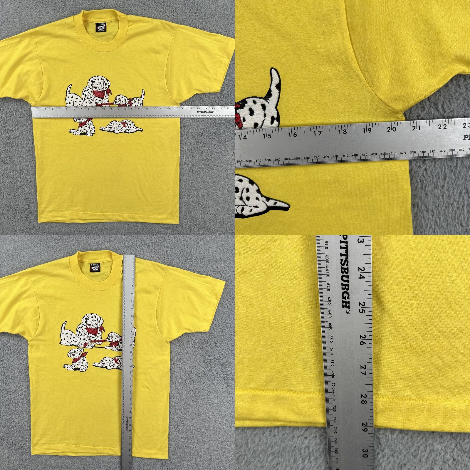 Vintage Vtg Screen Stars Best T-Shirt Yellow Dalmatian Puffy Print USA Made Crew Neck L Short Sleeve Men’s Size L Size US L / EU 52-54 / 3 - 8 Thumbnail
