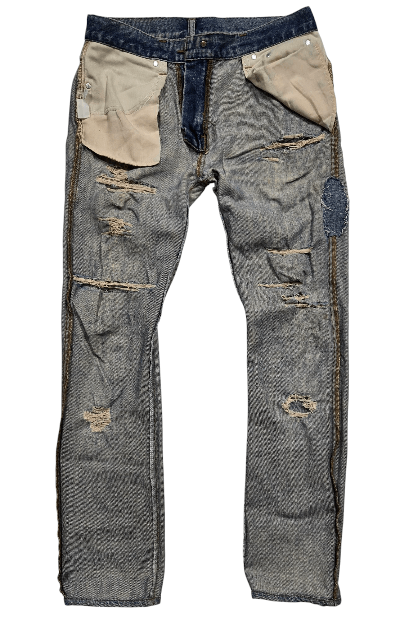 Vintage Vintage 00s Y2K Distressed Zig Zag Uniqlo Denim Jeans Size US 31 - 5 Thumbnail