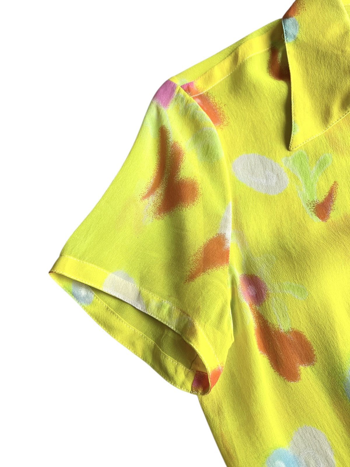 Versace SS1996 Gianni Versace Neon Yellow Spray Paint Silk Blouse Size S / US 4 / IT 40 - 5 Thumbnail