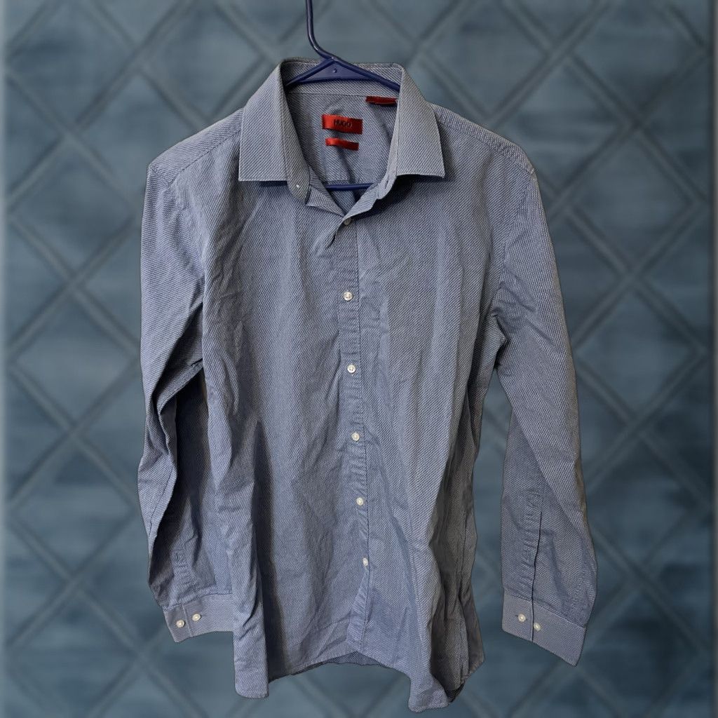 Hugo Boss HUGO BOSS Men’s Slim Fit Button Shirt Solid 15.5 Blue Size US M / EU 48-50 / 2 - 1 Thumbnail