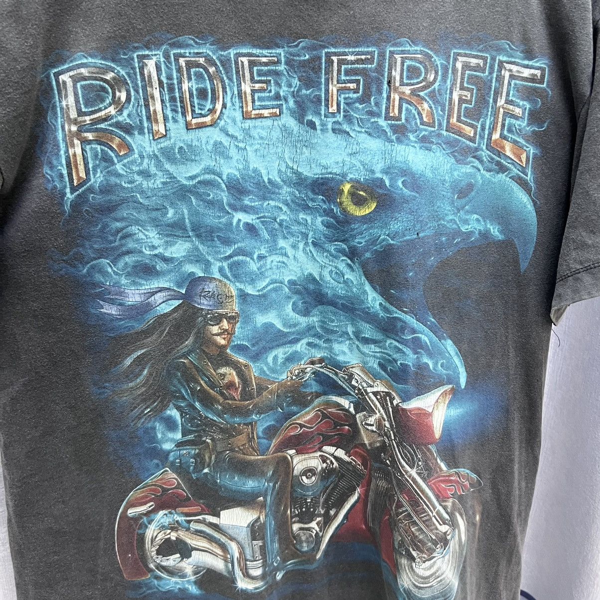Harley Davidson × Vintage Vintage Thrashed Faded Harley Davidson Flame Eagle Tee Size US M / EU 48-50 / 2 - 3 Thumbnail