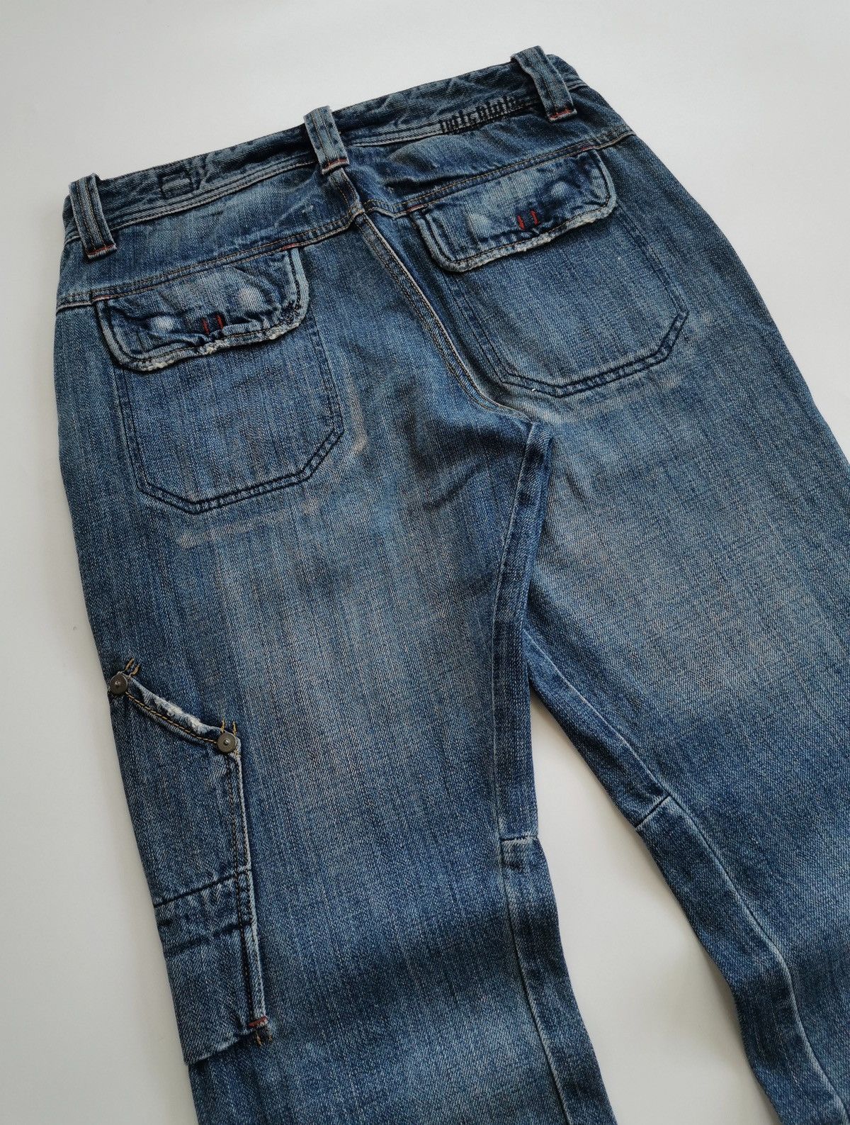 Kapital Bartack Work Dept Patch Pockets Distressed Denim Jeans Size US 29 - 7 Thumbnail