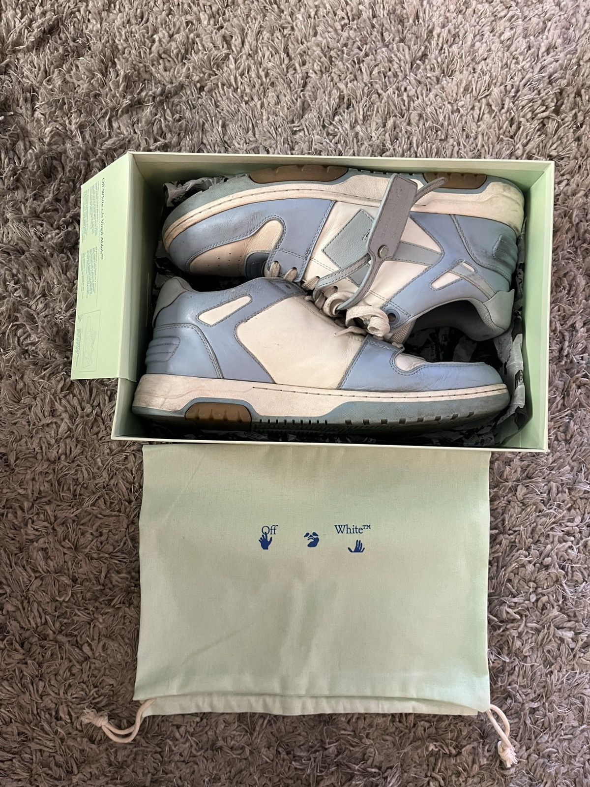Off-White Off White Out Of Office Calf Leather Sneaker Light Blue Size US 13 / EU 46 - 1 Thumbnail