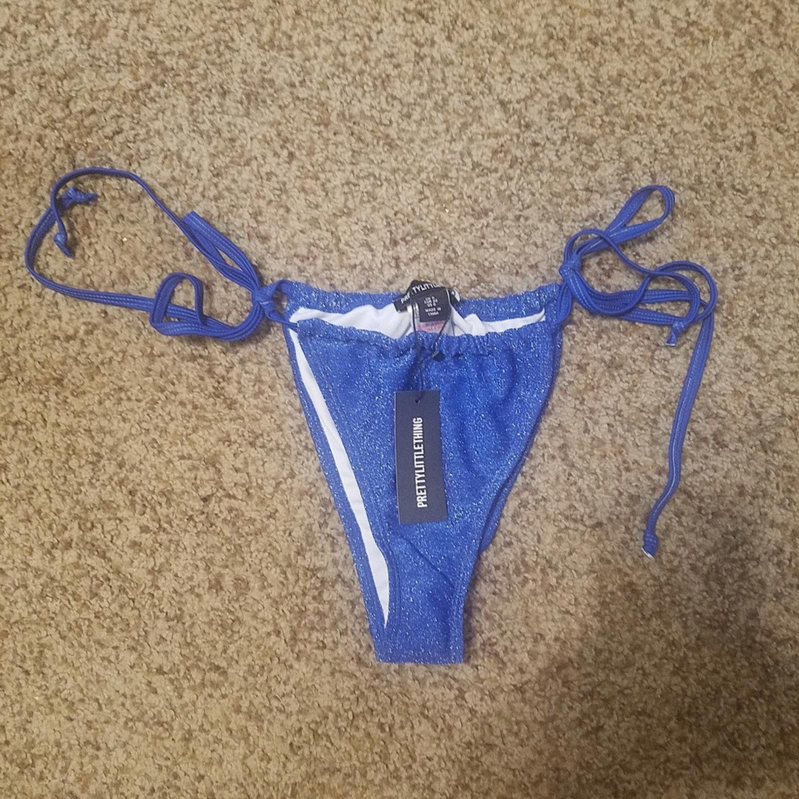 Designer PrettyLittleThing Glitter Bikini Bottom with Ties Size 0 Size ONE SIZE - 1 Thumbnail