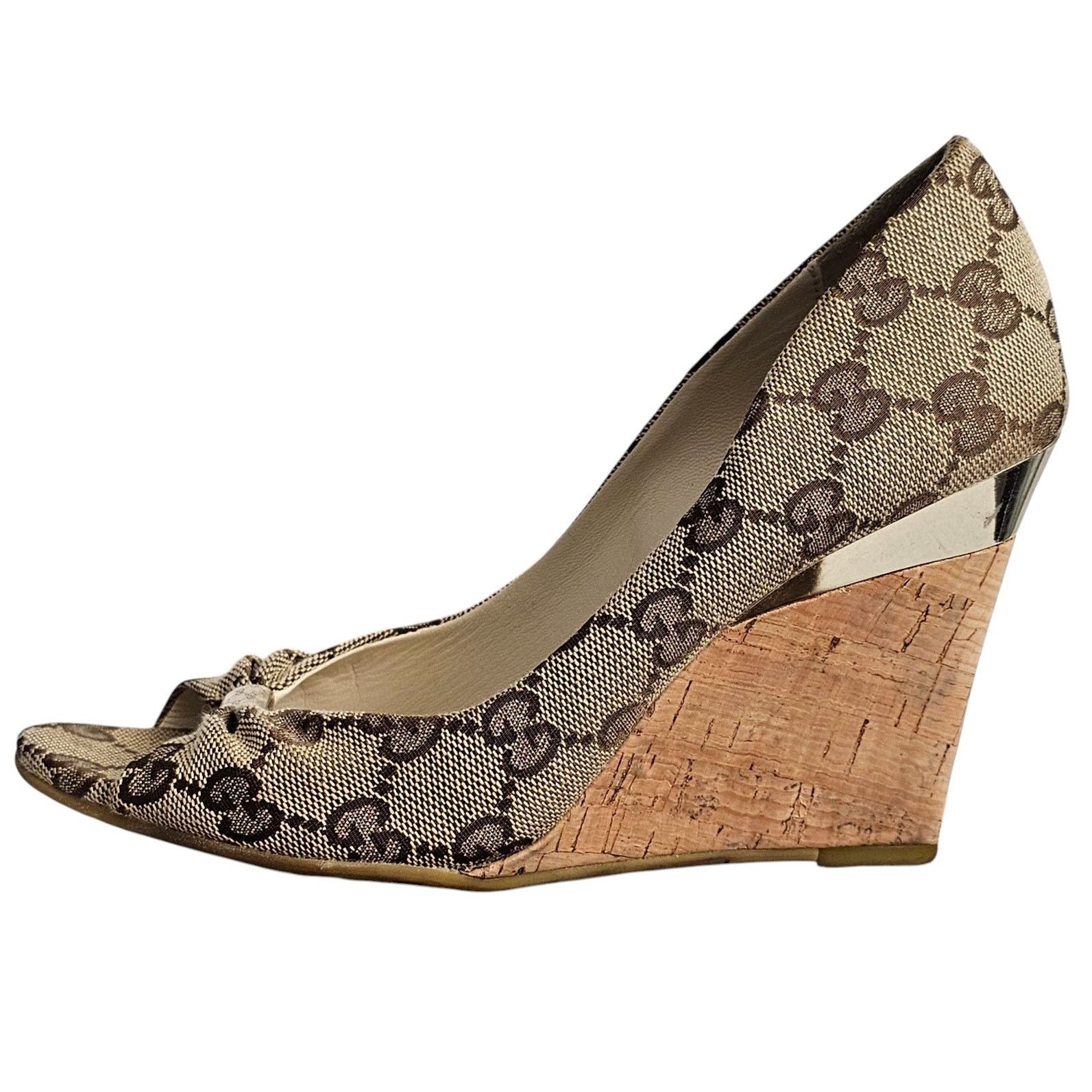 Gucci Gucci GG canvas peep-toe Cyprus cork wedge Size 5B Size US 5 / IT 35 - 7 Thumbnail