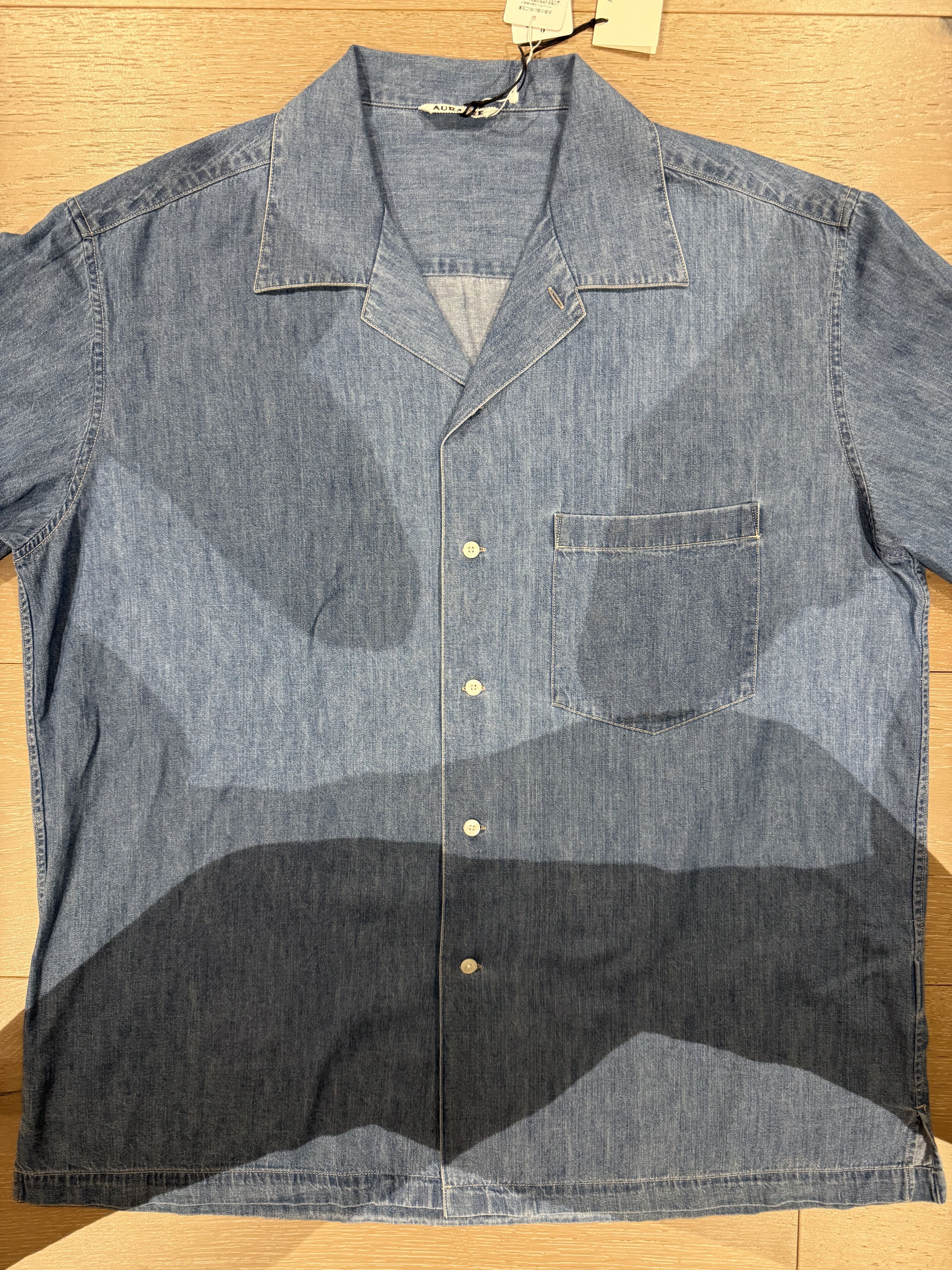 Auralee 💚 Auralee Selvedge Super Light Denim Half Sleeved Shirt NEW Size US XXL / EU 58 / 5 - 6 Thumbnail