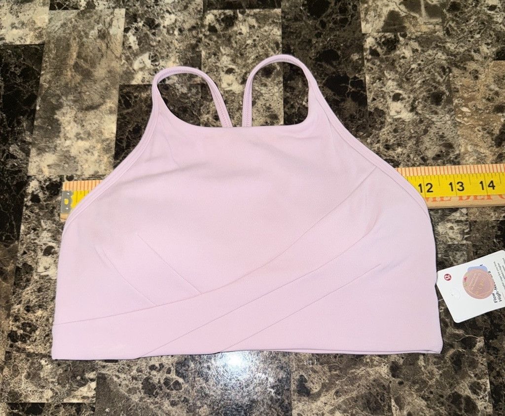Lululemon LULULEMON FLOW Y WRAP FRONT HIGH NECK BRA PINK PEONY SIZE 4 Size ONE SIZE - 3 Thumbnail