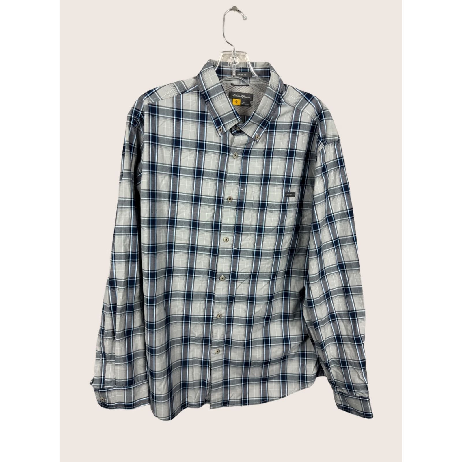 Eddie Bauer Eddie Bauer Button Down Shirt Large Mens Blue Plaid Classic Fit L/S Outdoors Pocket Size US L / EU 52-54 / 3 - 1 Thumbnail