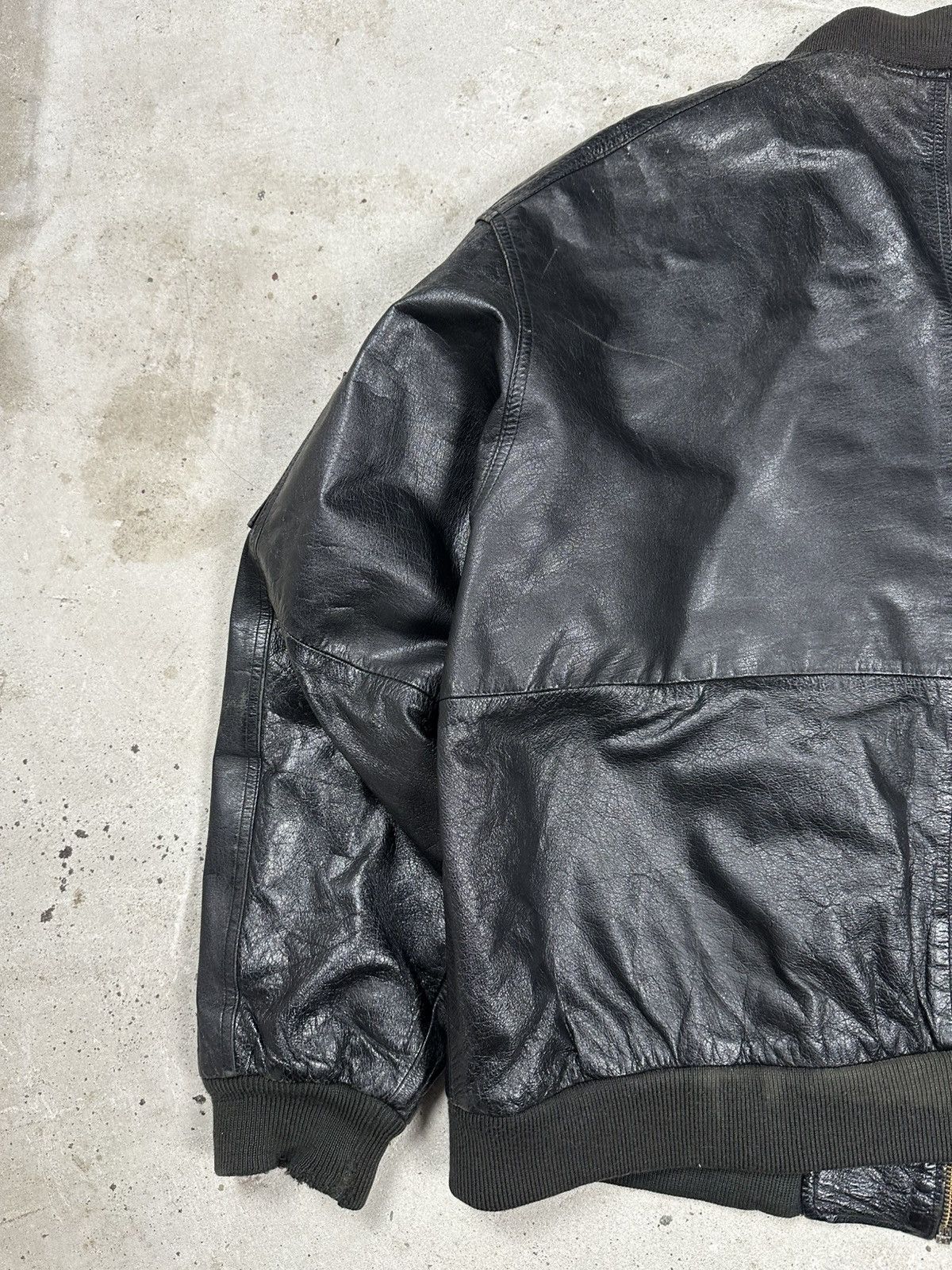 Genuine Leather × Vintage Vintage Y2K MA1 Leather Military Bomber Jacket Flyers Size US XL / EU 56 / 4 - 18 Thumbnail