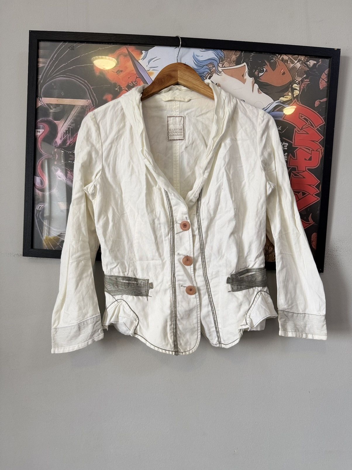 Marithe + Francois Girbaud Vintage Marithe Francois Girbaud White Linen Blazer Jacket Size M / US 6-8 / IT 42-44 - 1 Thumbnail