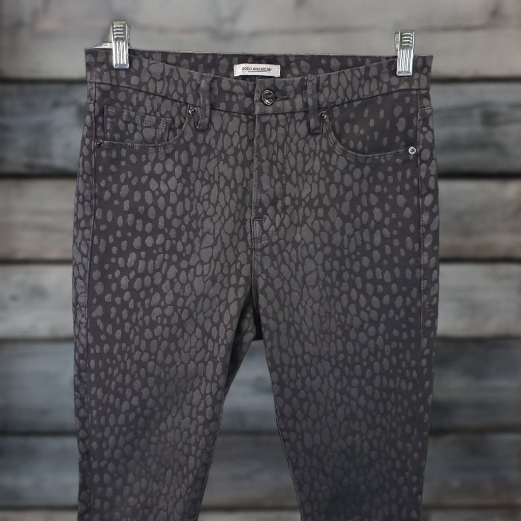 Good American Good American Womens Good Legs Crop Jeans Sz 8 Black Animal Print High Rise Size 30" / US 8 / IT 44 - 1 Thumbnail
