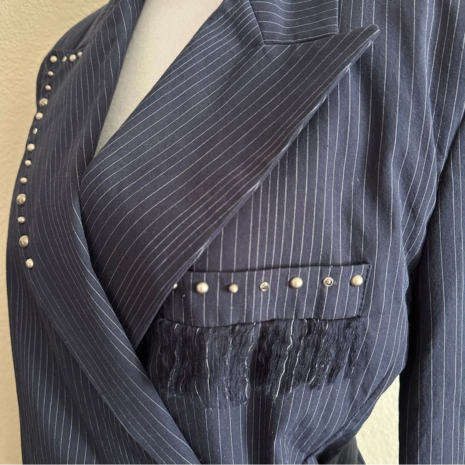 AGLINI AGLINI Pinstriped 100% COTTON Wrap Tie Blazer Blue White 42 Size M / US 6-8 / IT 42-44 - 7 Thumbnail