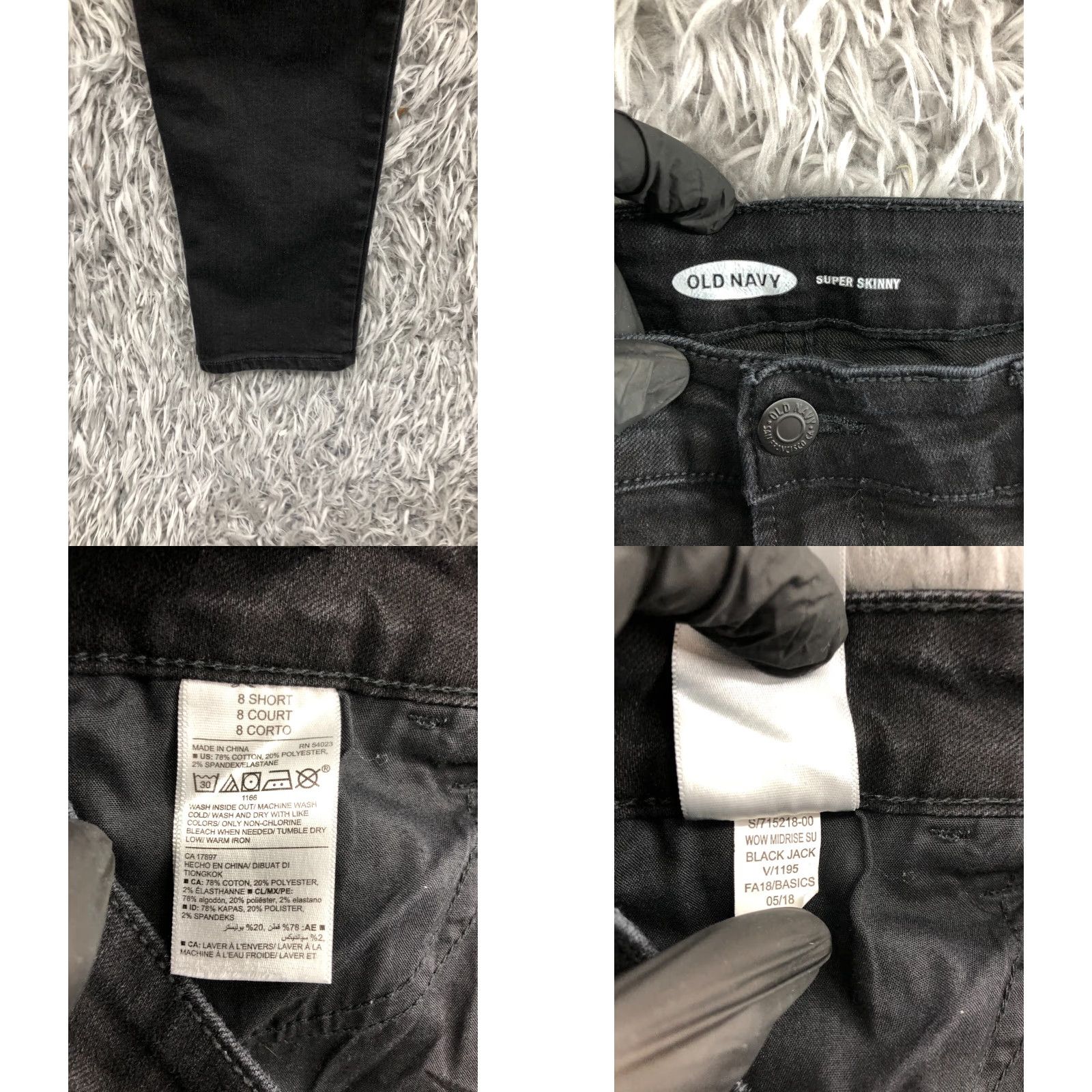 Old Navy Old Navy Super Skinny Jeans Womens Dark Wash 8 Short Black 5-Pocket Denim Cotton Zip Button Logo Belt Loops Size 30" / US 8 / IT 44 - 8 Thumbnail