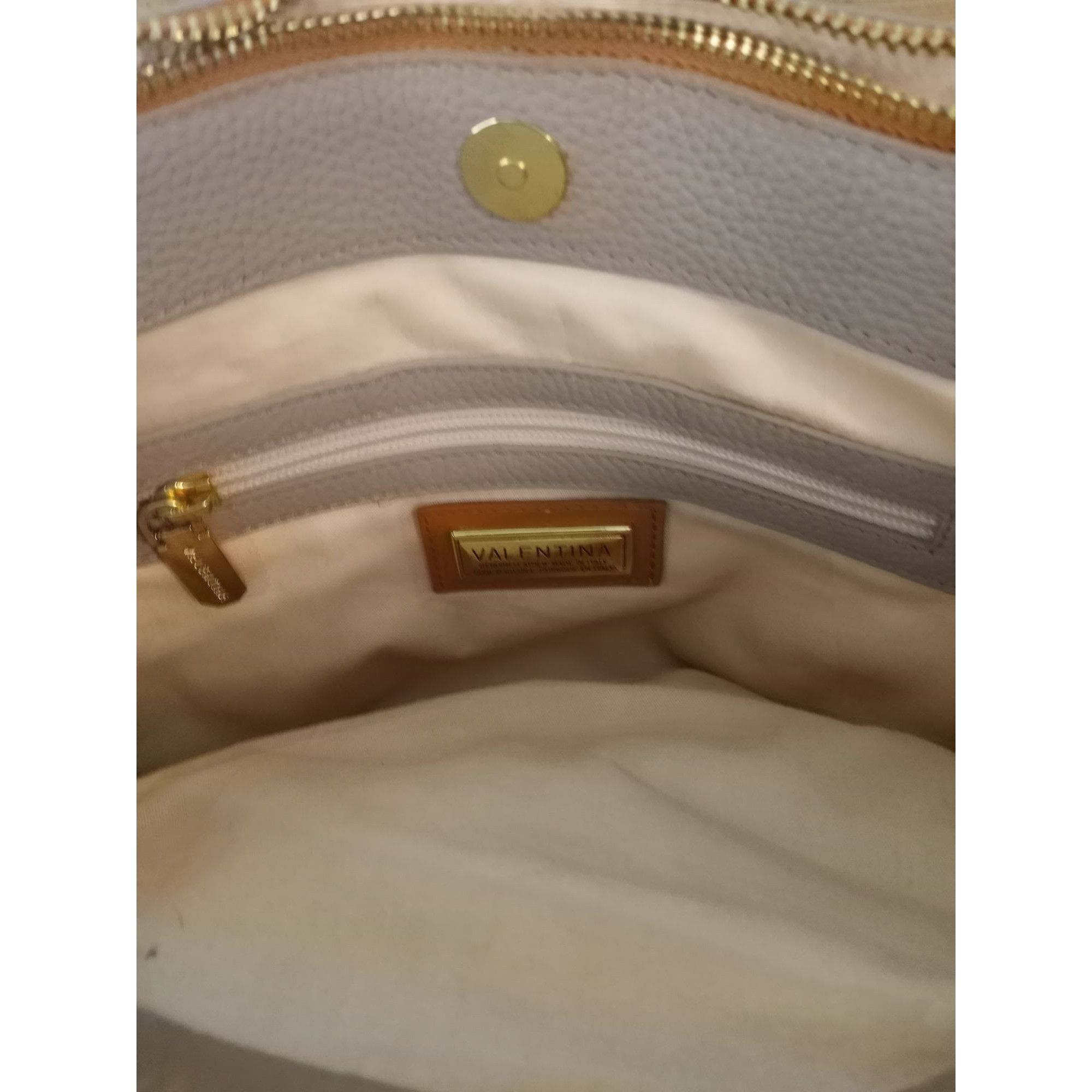 Designer Valentina Tradizone Italiana Beige Pebbled Leather Crossbody Size ONE SIZE - 9 Thumbnail