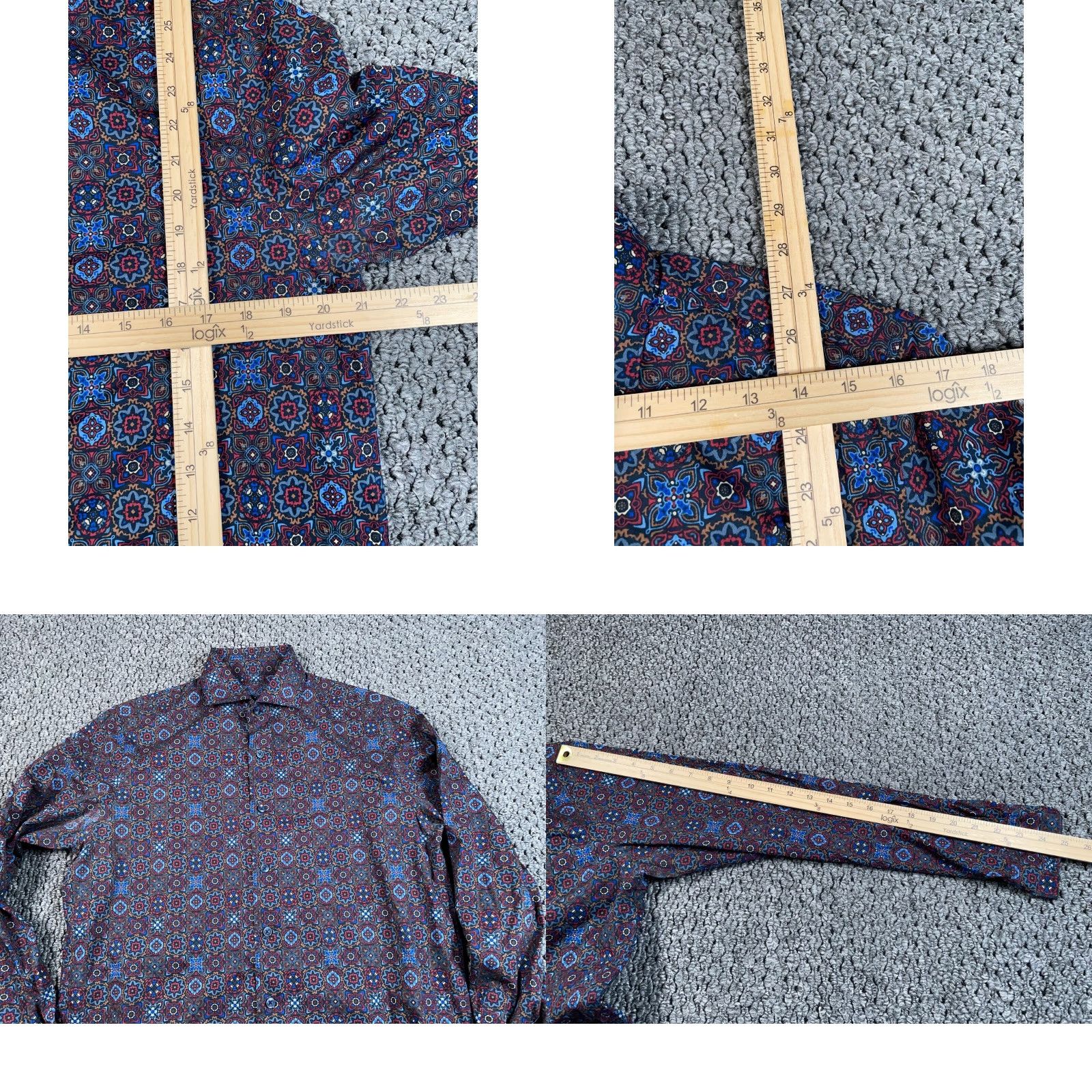 Tasso Elba Tasso Elba Geometric Pattern Shirt Adult Small Red Blue Hippie Cutaway Collar Size US S / EU 44-46 / 1 - 8 Thumbnail