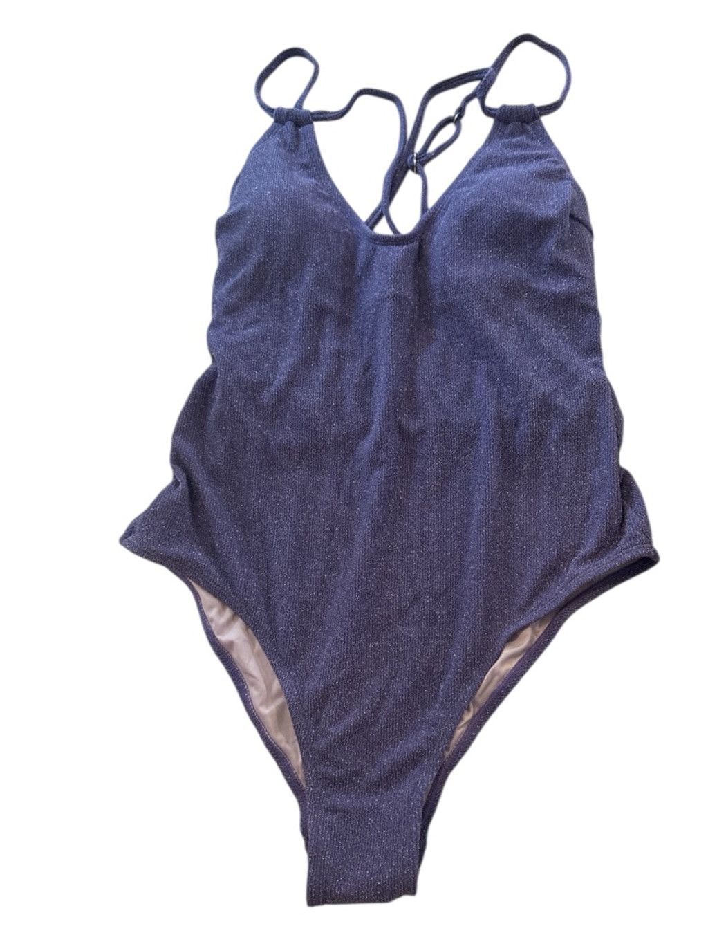 Macys NWT Cupshe Blue Lurex U-Neck One-Piece XL Size ONE SIZE - 3 Thumbnail