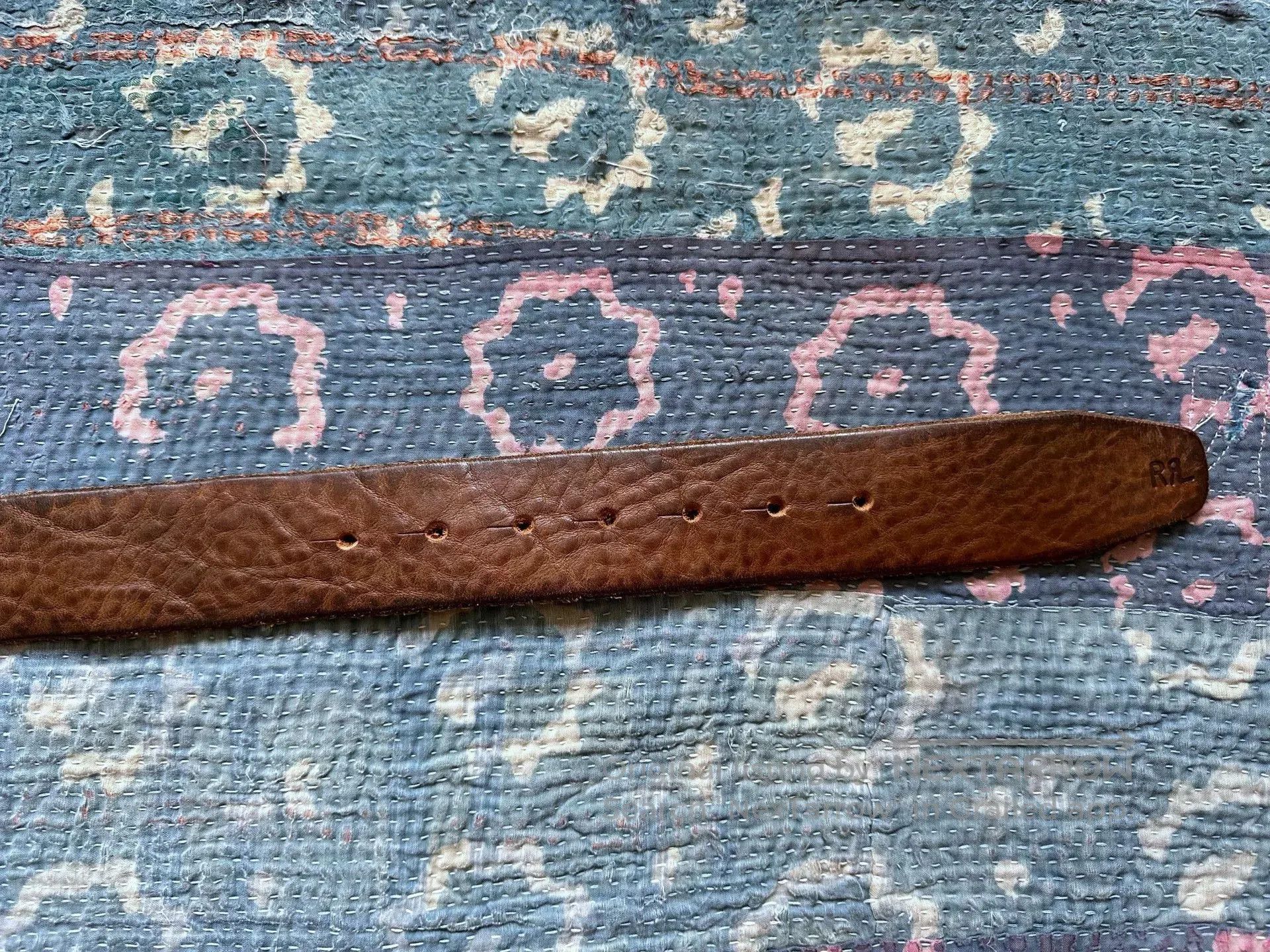 RRL Ralph Lauren Italian Round Buckle Leather Belt. Size ONE SIZE - 6 Thumbnail