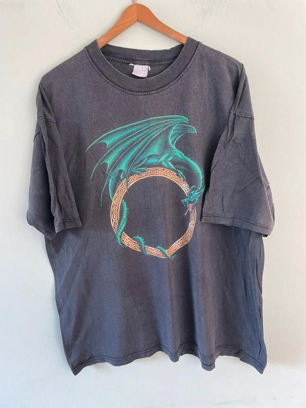 Designer Vintage 90s / 80s single stitch Celtic graphic T shirt Size US XXL / EU 58 / 5 - 2 Thumbnail