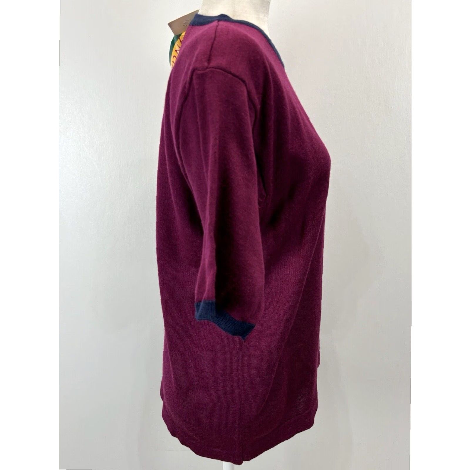 Vintage VINTAGE Bryn Connelly Women's Short Sleeve Knit Sweater Medium Berry Shoulder Pads 90s Classic Winter Size M / US 6-8 / IT 42-44 - 4 Thumbnail