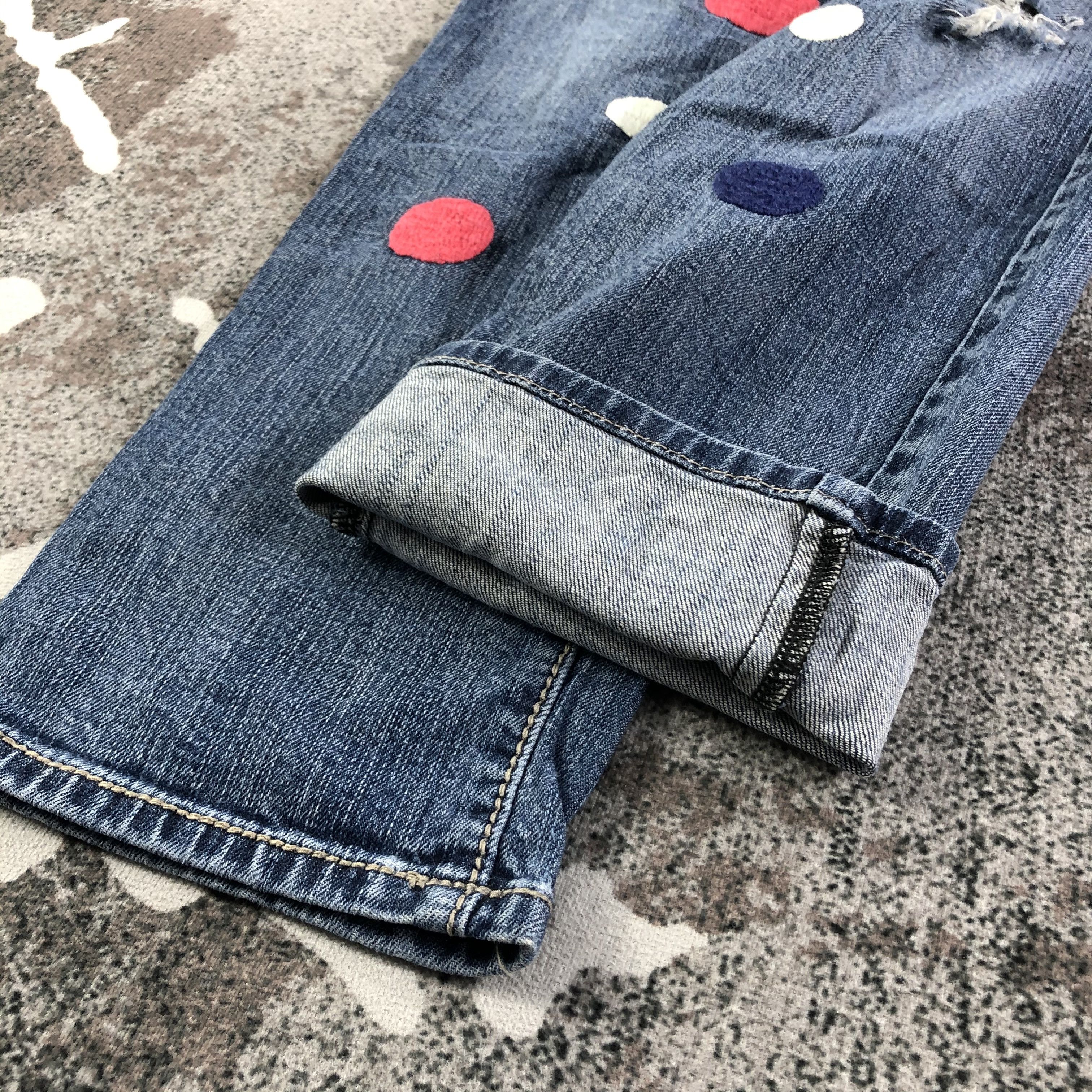 Japanese Brand Fith Jeans Pathwork Distressed Denim KJ1724 Size 29" - 5 Thumbnail