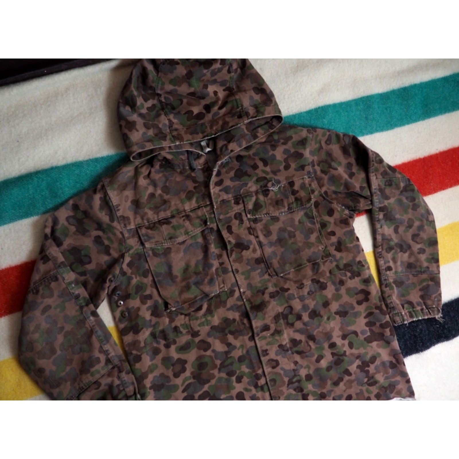 Vintage VINTAGE 60s Austrian KAZ Peadot Military Army Camo Button Parka Jacket Coat Mens L Size US L / EU 52-54 / 3 - 4 Thumbnail