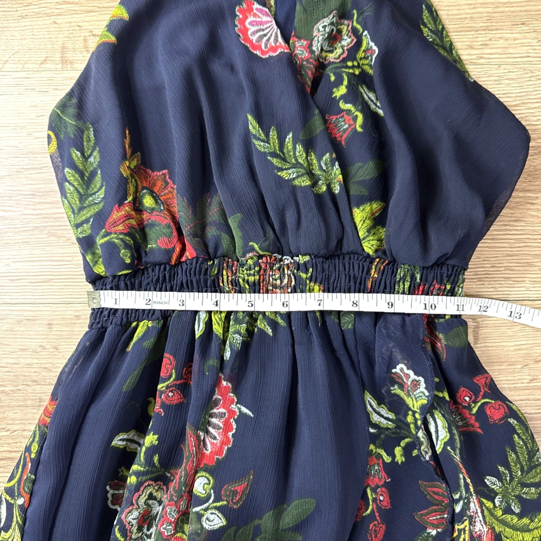 Vintage VINTAGE Sweet Storm Maxi Dress Navy Floral Halter Empire Waist Women L Blue 90s Storm Theme Mens? Girls? Size L / US 10 / IT 46 - 7 Thumbnail